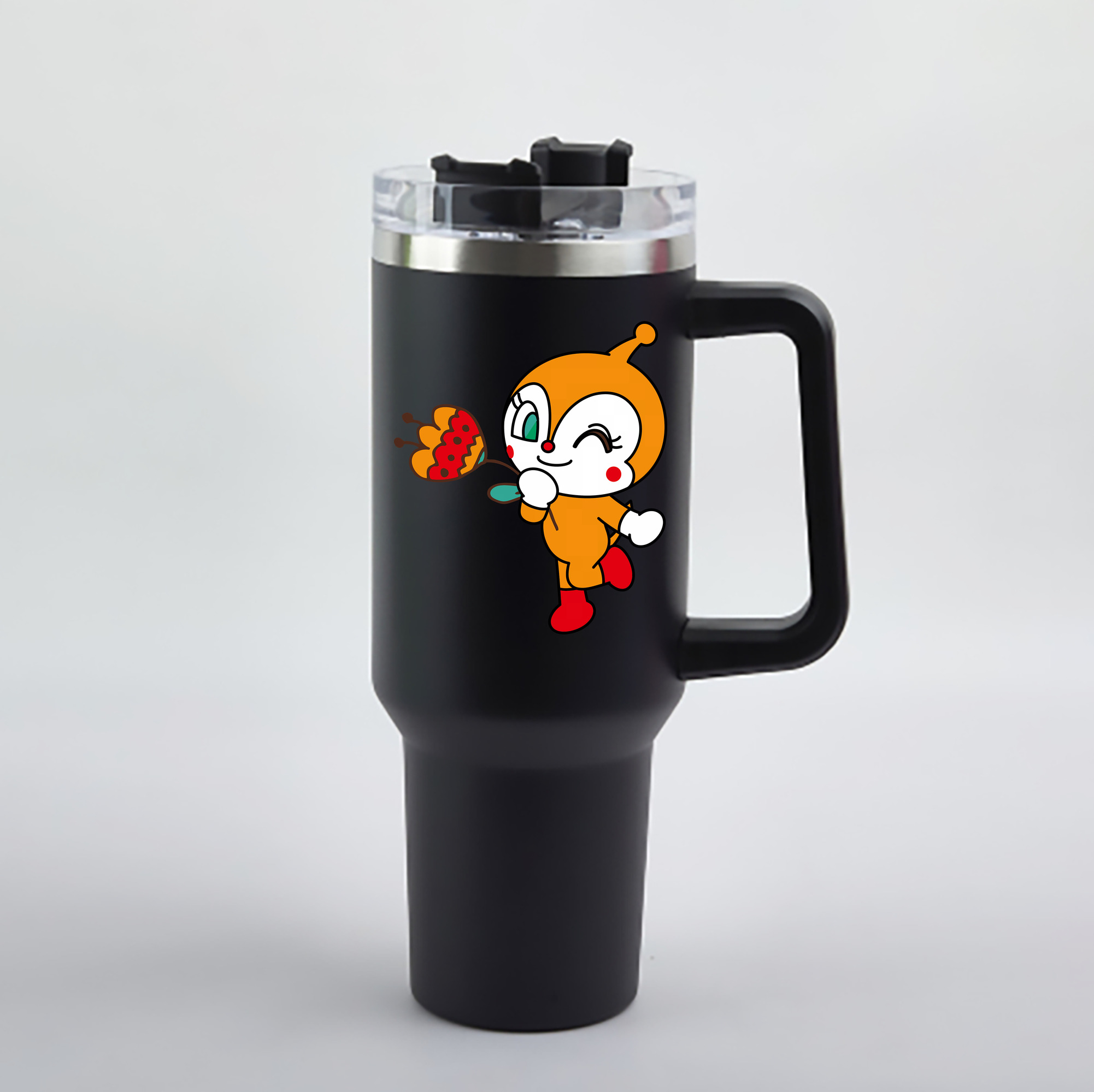 （画像用） アンパンマン Anpanman 1200mL車用タンブラー - クリスタルステッカー（プラスチックストロー付き）