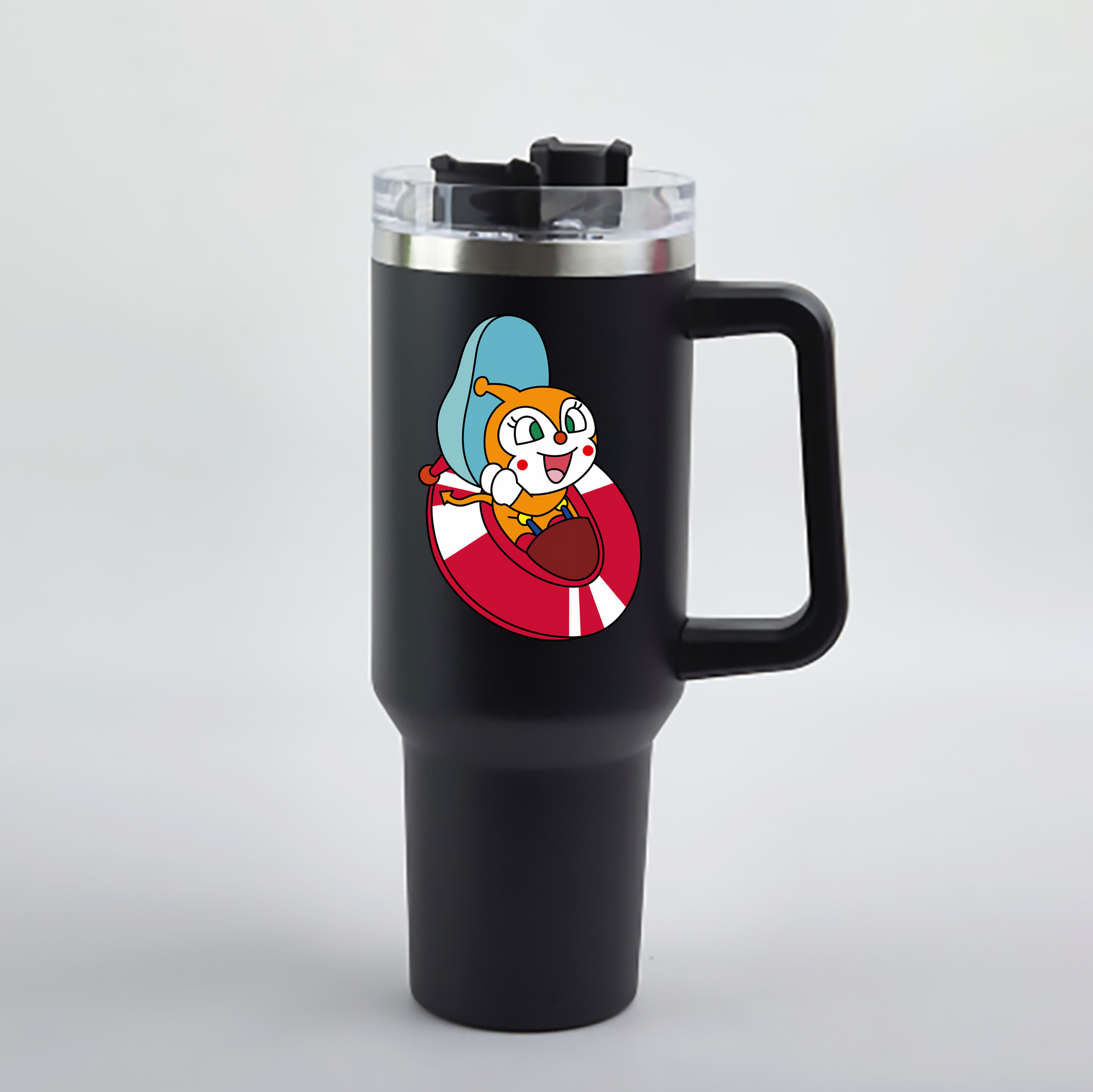 （画像用） アンパンマン Anpanman 1200mL車用タンブラー - クリスタルステッカー（プラスチックストロー付き）