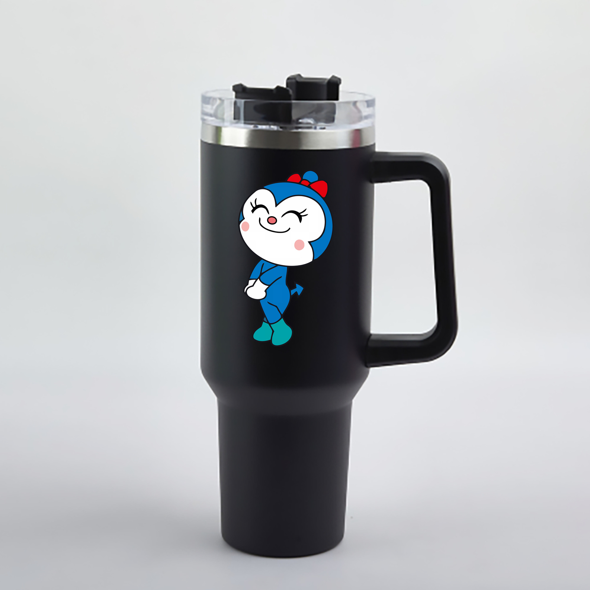（画像用） アンパンマン Anpanman 1200mL車用タンブラー - クリスタルステッカー（プラスチックストロー付き）