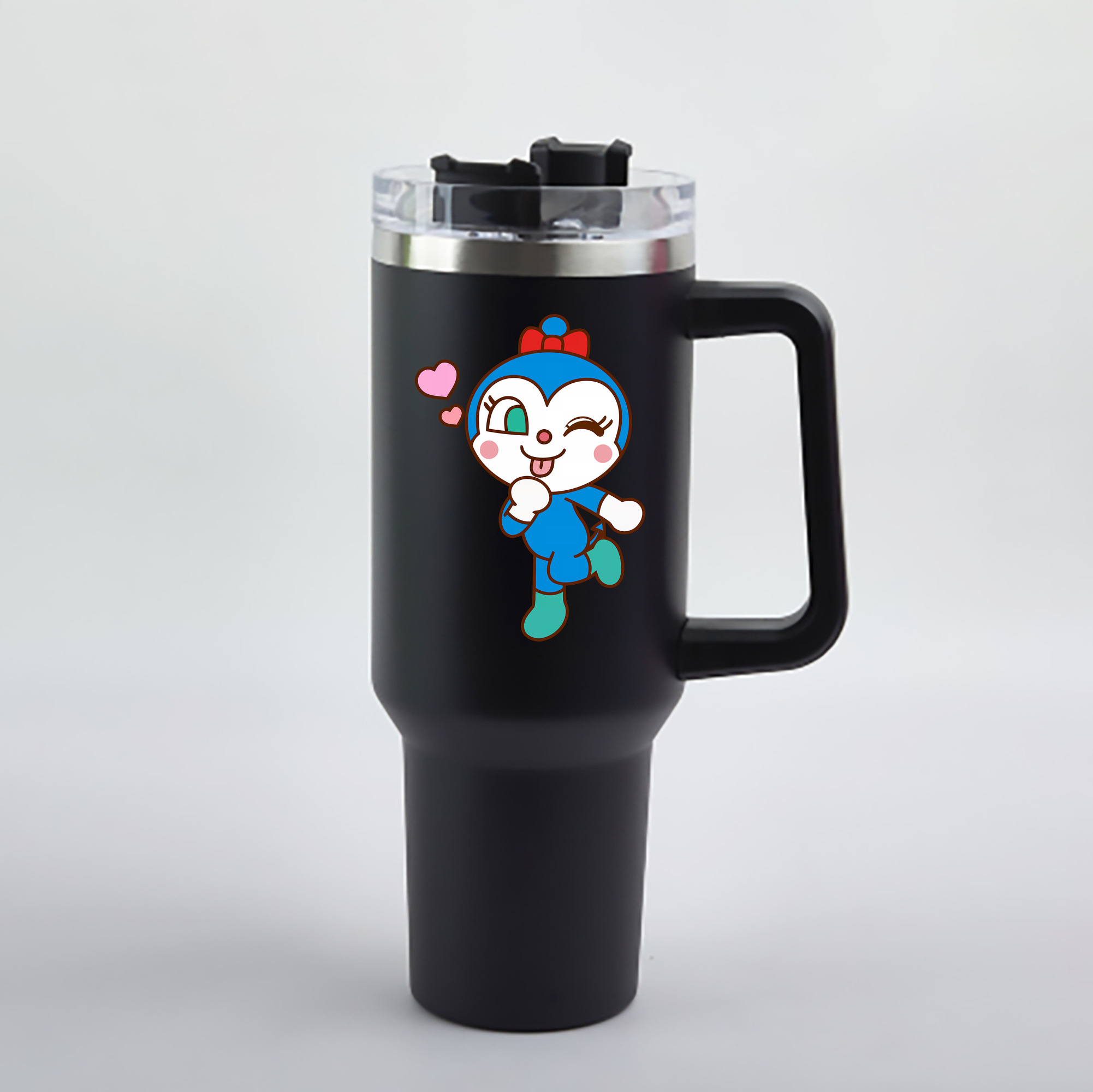 （画像用） アンパンマン Anpanman 1200mL車用タンブラー - クリスタルステッカー（プラスチックストロー付き）
