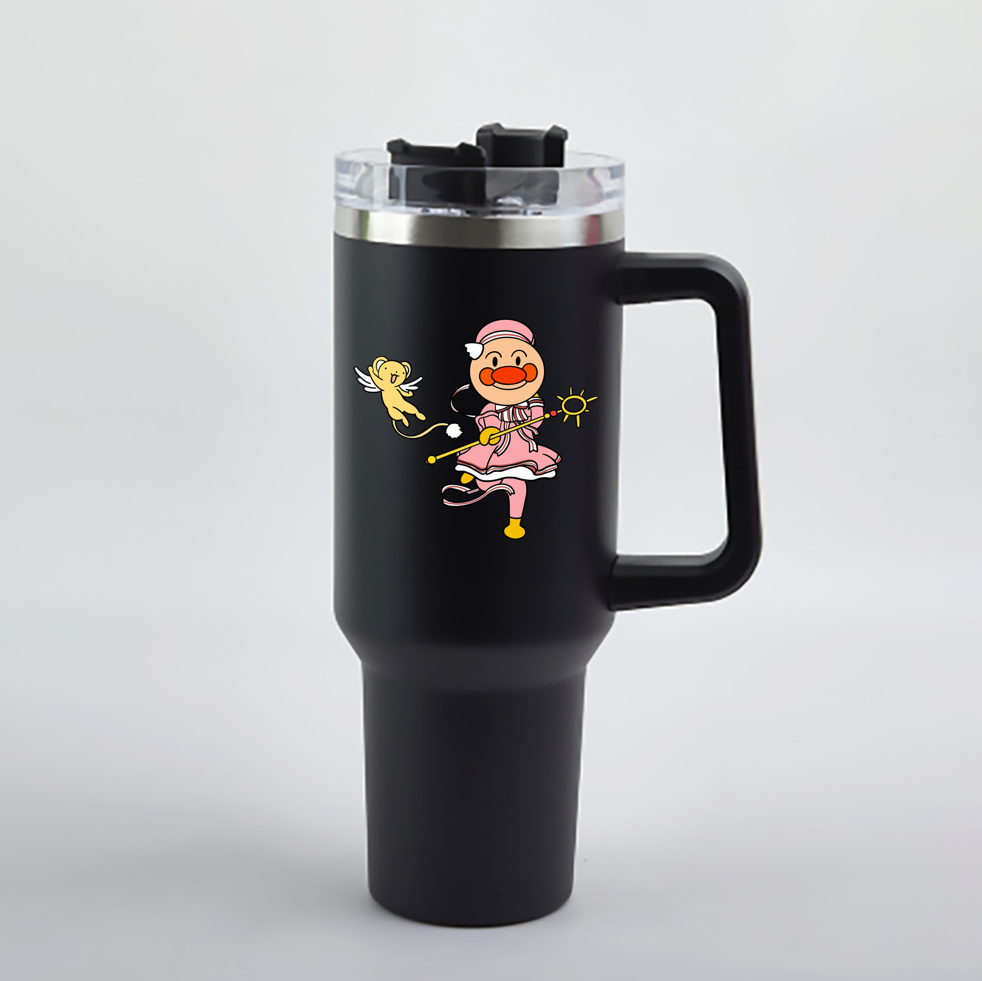 （画像用） アンパンマン Anpanman 1200mL車用タンブラー - クリスタルステッカー（プラスチックストロー付き）