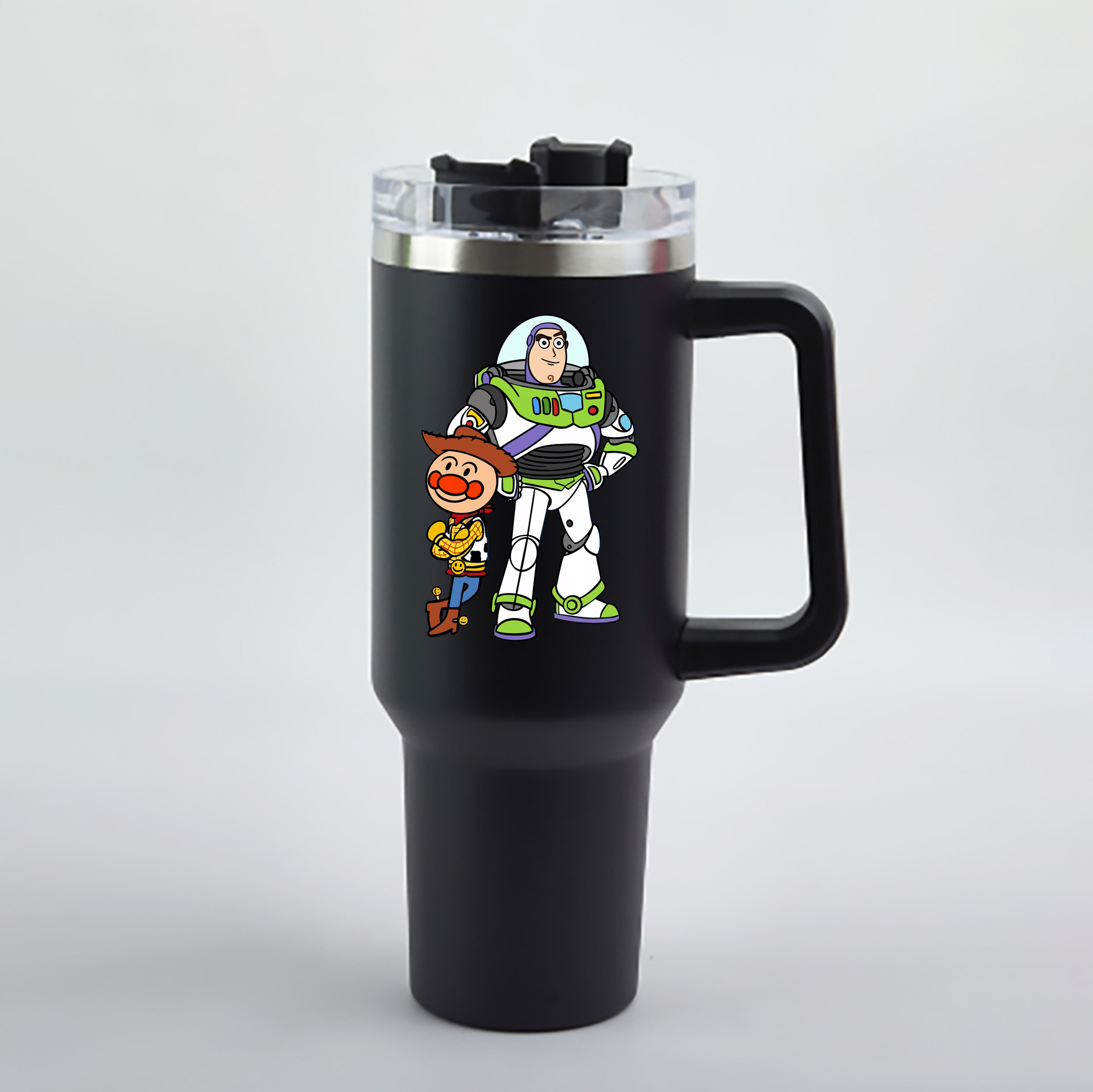 （画像用） アンパンマン Anpanman 1200mL車用タンブラー - クリスタルステッカー（プラスチックストロー付き）