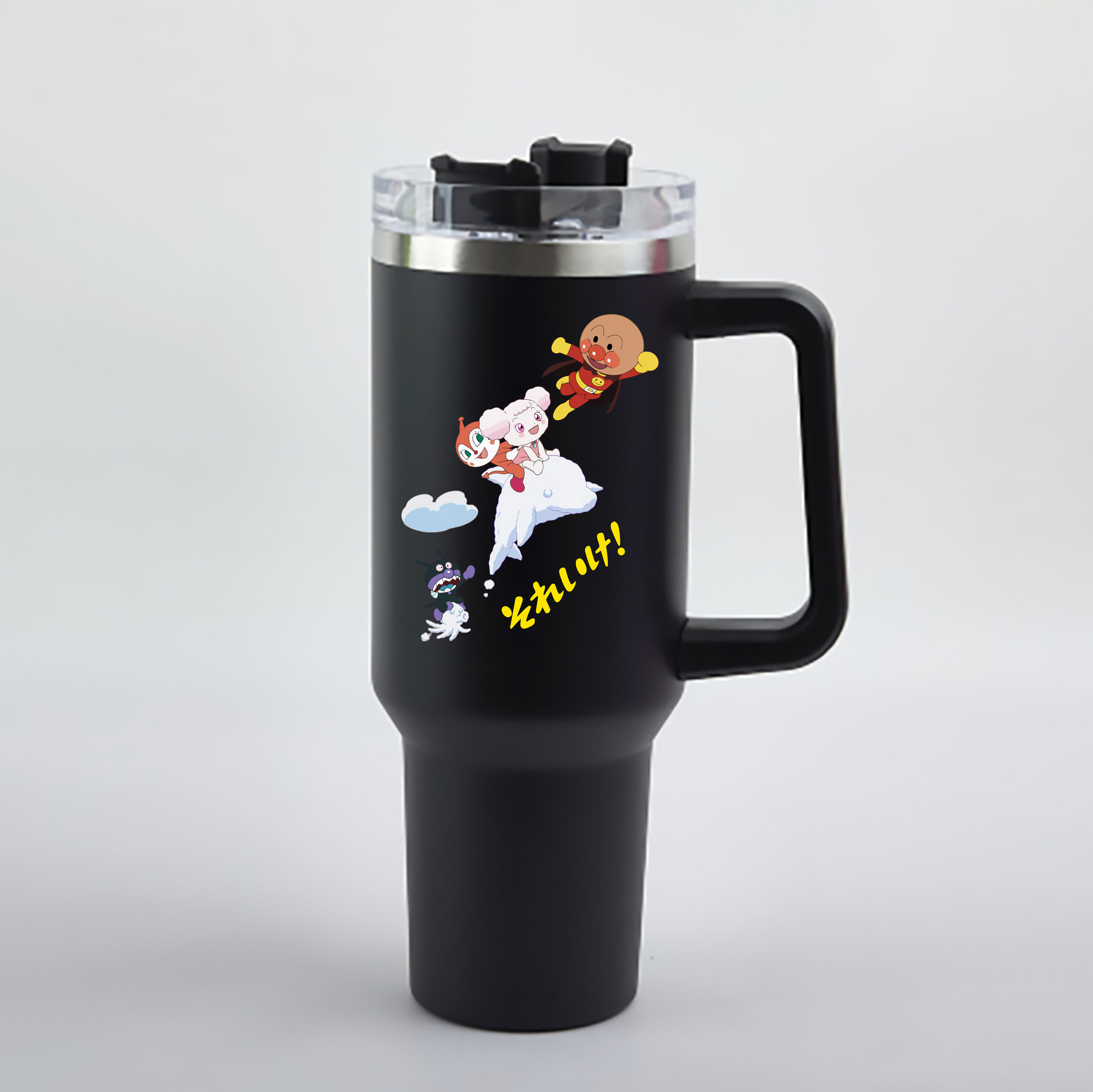 （画像用） アンパンマン Anpanman 1200mL車用タンブラー - クリスタルステッカー（プラスチックストロー付き）