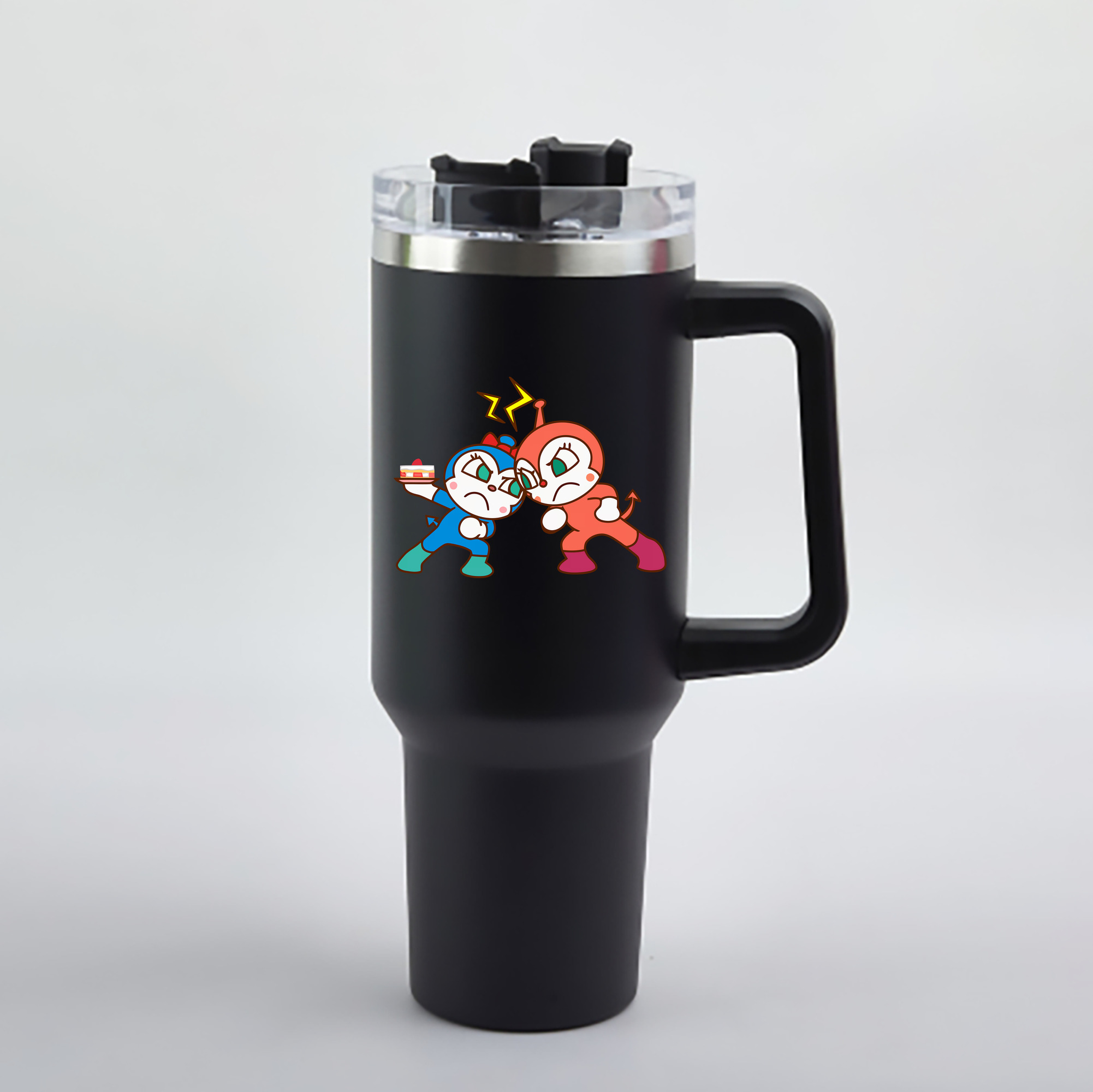（画像用） アンパンマン Anpanman 1200mL車用タンブラー - クリスタルステッカー（プラスチックストロー付き）