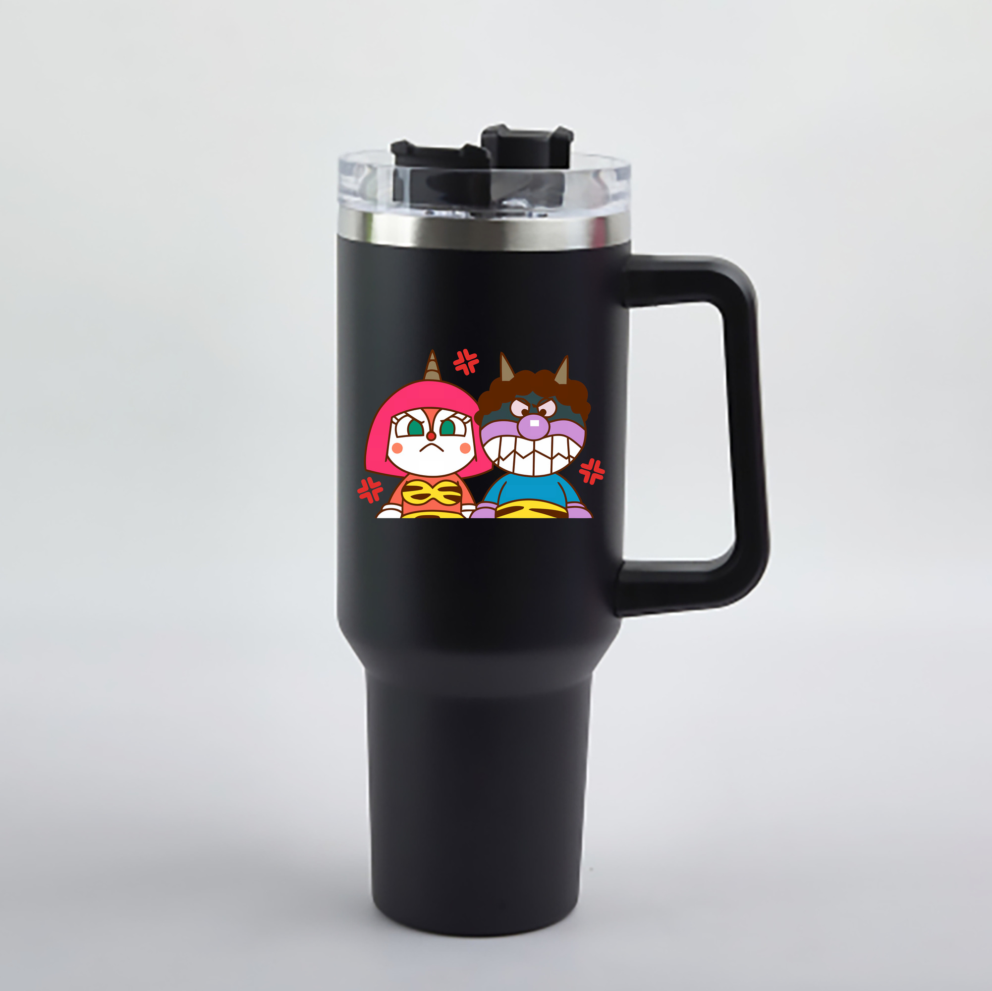 （画像用） アンパンマン Anpanman 1200mL車用タンブラー - クリスタルステッカー（プラスチックストロー付き）
