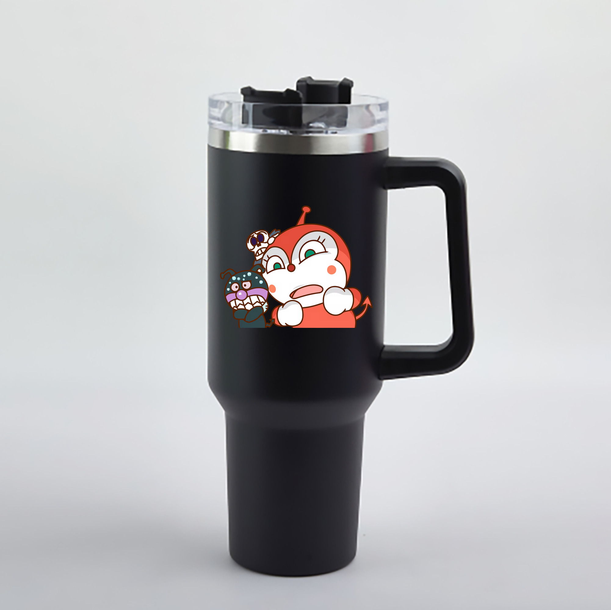 （画像用） アンパンマン Anpanman 1200mL車用タンブラー - クリスタルステッカー（プラスチックストロー付き）