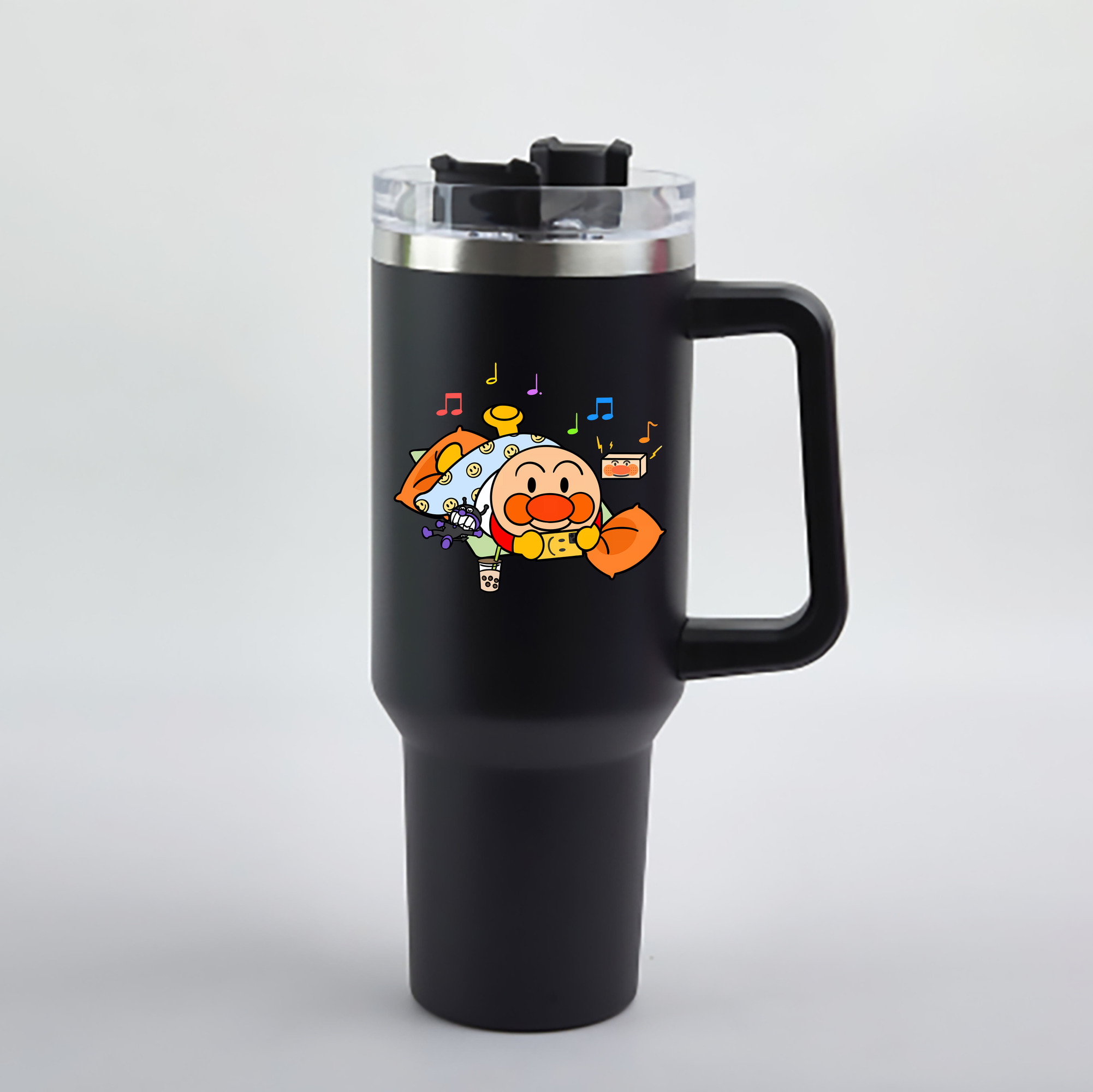 （画像用） アンパンマン Anpanman 1200mL車用タンブラー - クリスタルステッカー（プラスチックストロー付き）