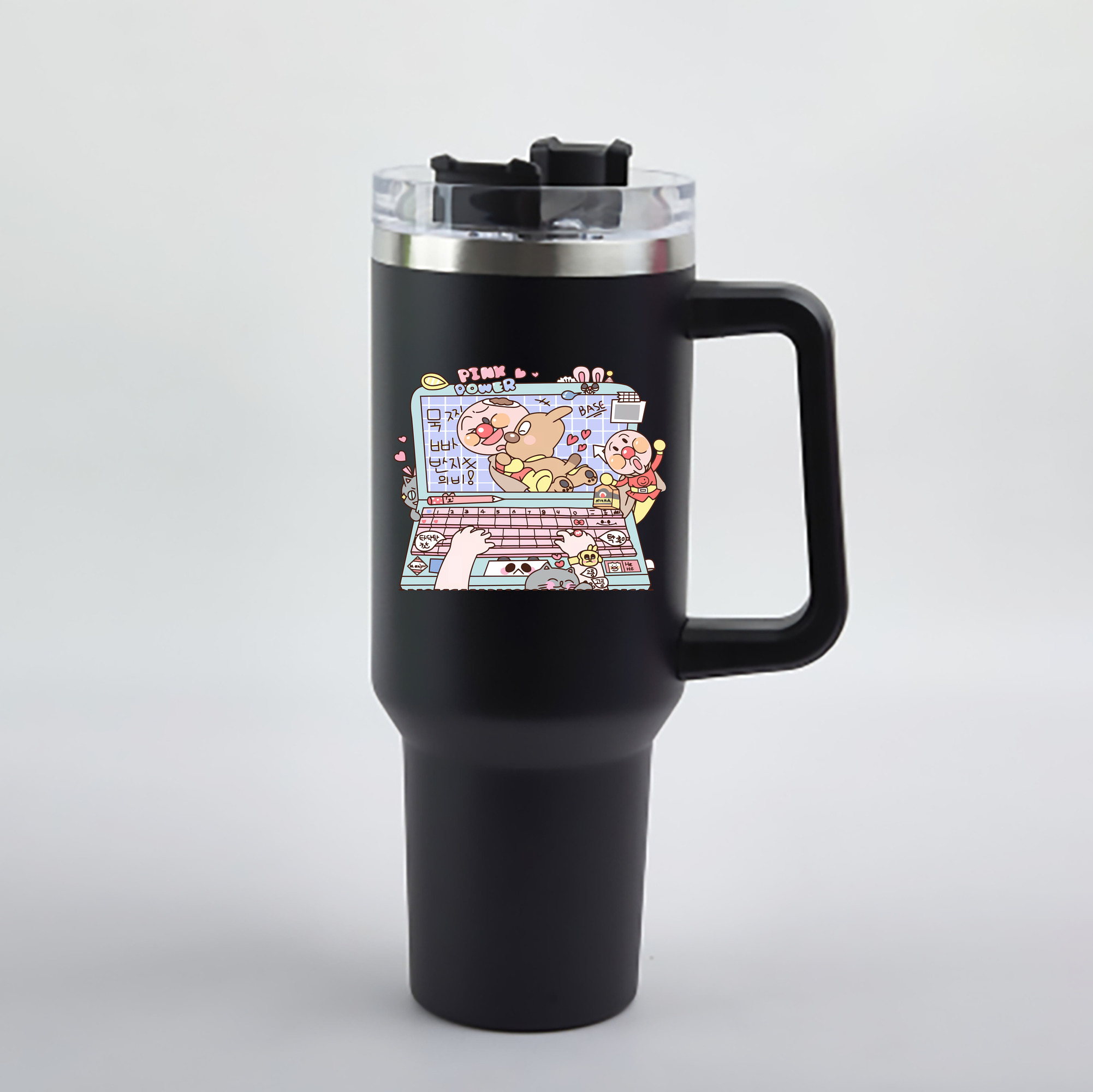 （画像用） アンパンマン Anpanman 1200mL車用タンブラー - クリスタルステッカー（プラスチックストロー付き）