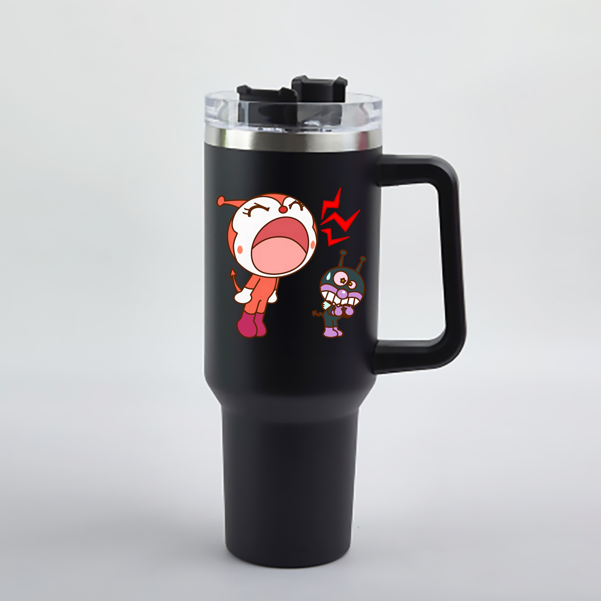 （画像用） アンパンマン Anpanman 1200mL車用タンブラー - クリスタルステッカー（プラスチックストロー付き）