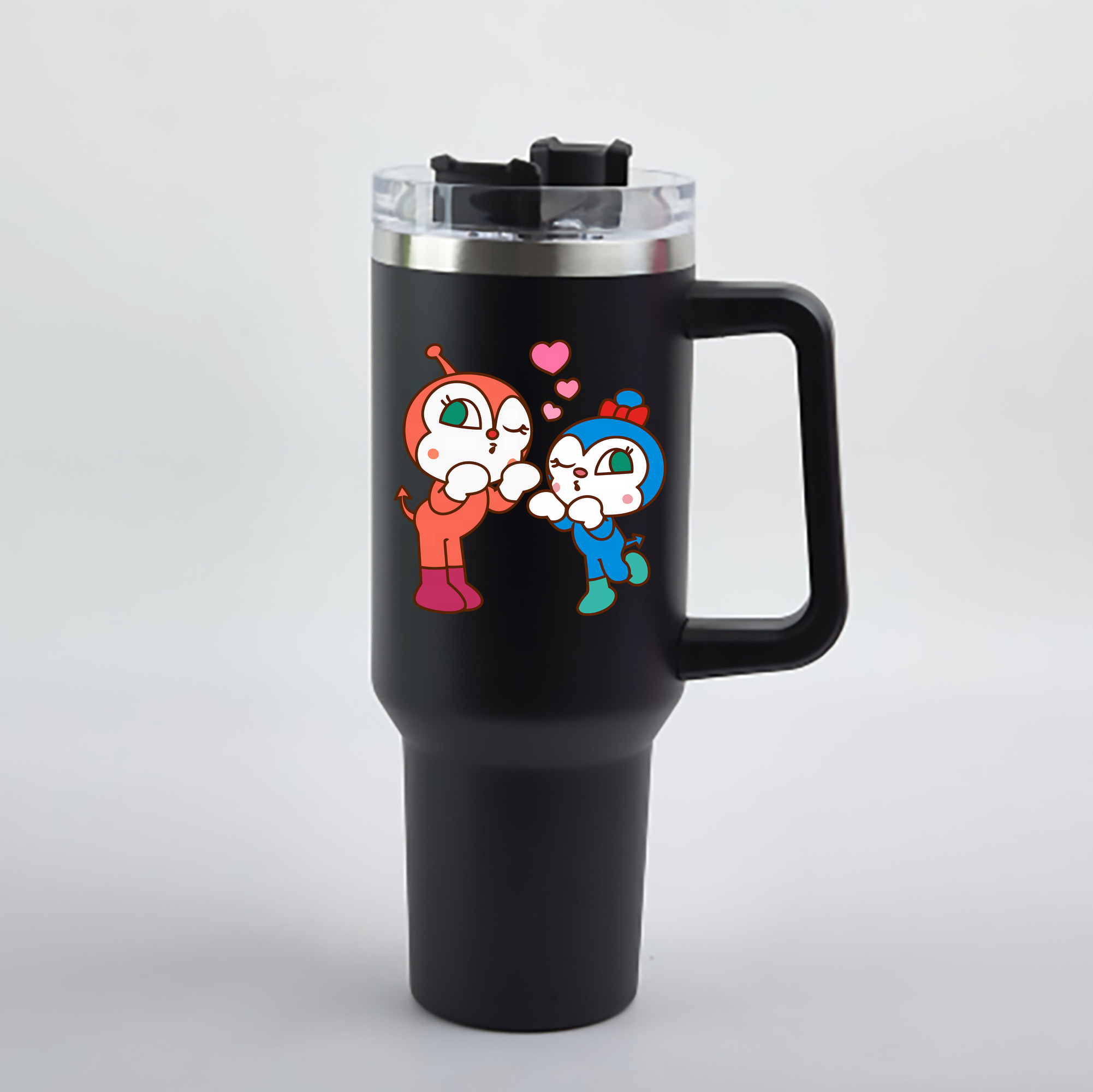 （画像用） アンパンマン Anpanman 1200mL車用タンブラー - クリスタルステッカー（プラスチックストロー付き）