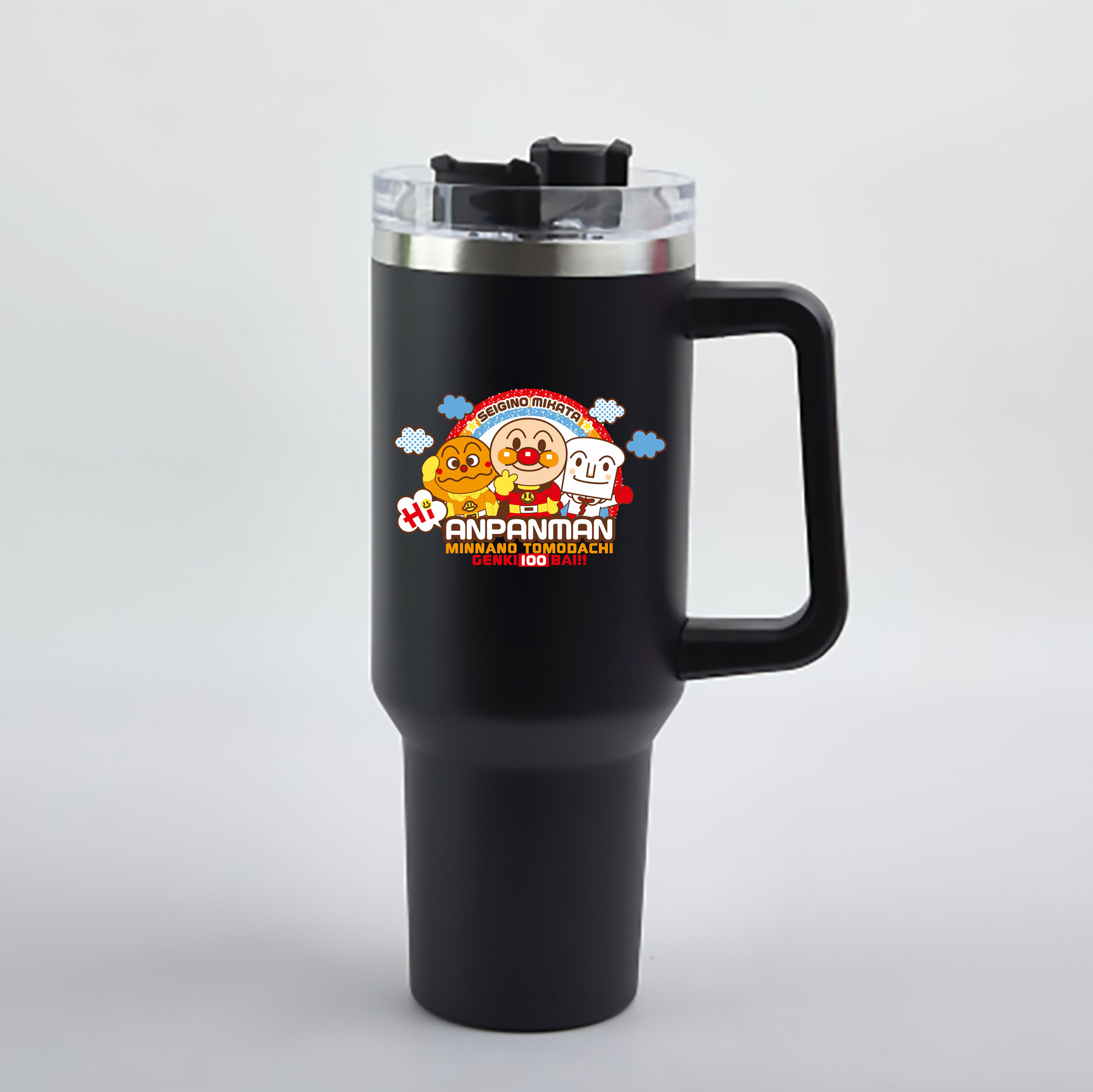 （画像用） アンパンマン Anpanman 1200mL車用タンブラー - クリスタルステッカー（プラスチックストロー付き）