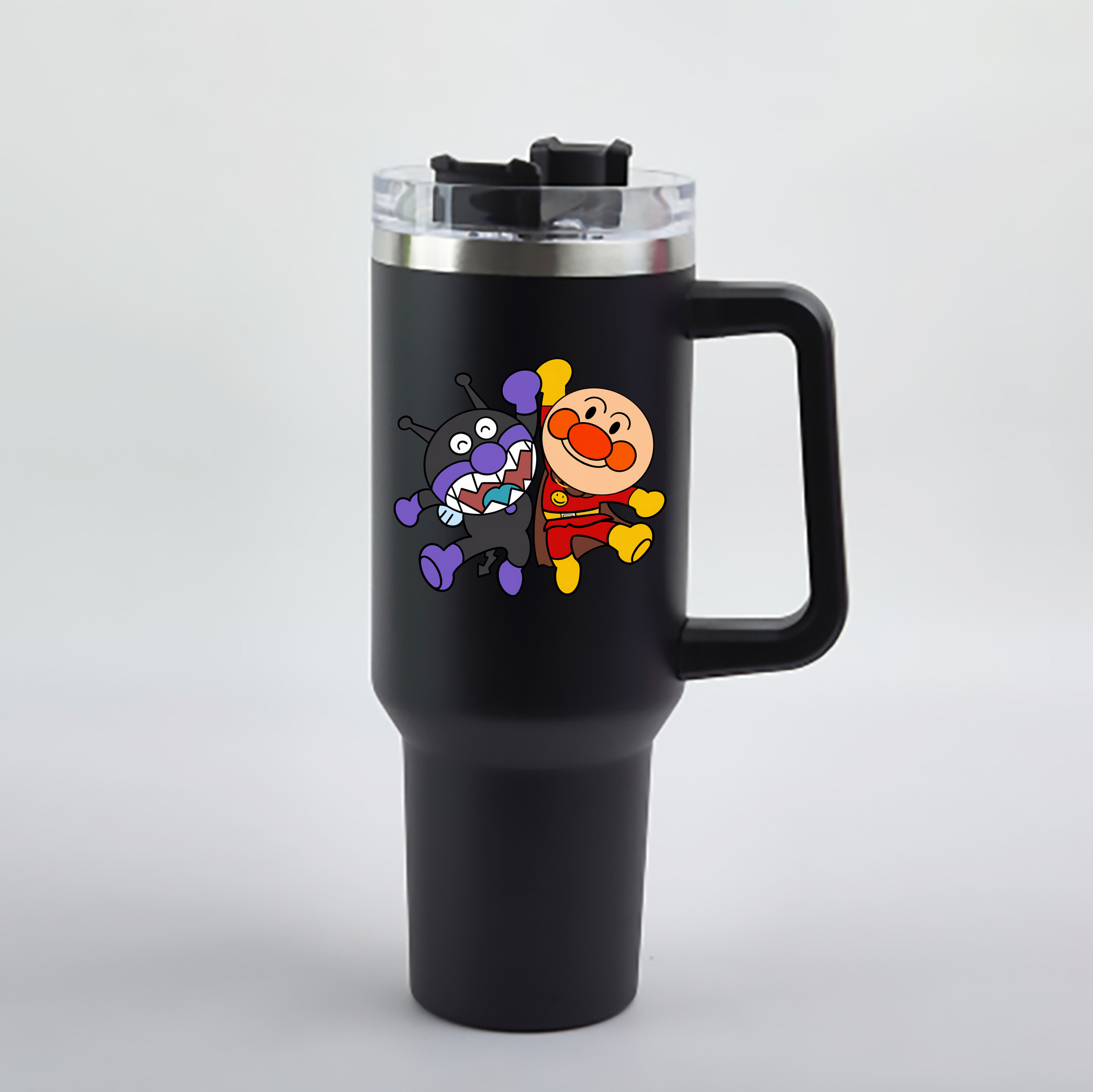 （画像用） アンパンマン Anpanman 1200mL車用タンブラー - クリスタルステッカー（プラスチックストロー付き）