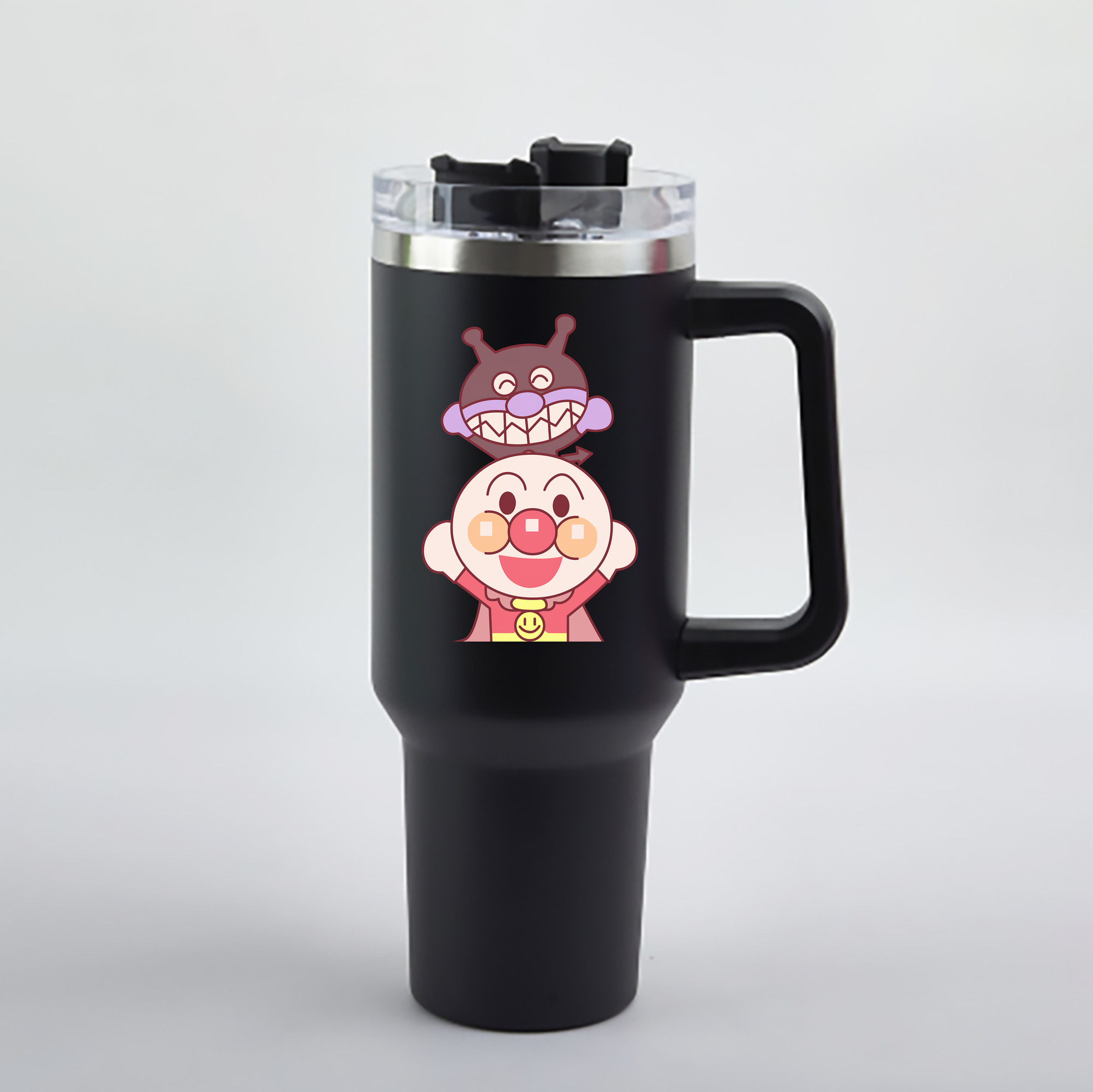 （画像用） アンパンマン Anpanman 1200mL車用タンブラー - クリスタルステッカー（プラスチックストロー付き）