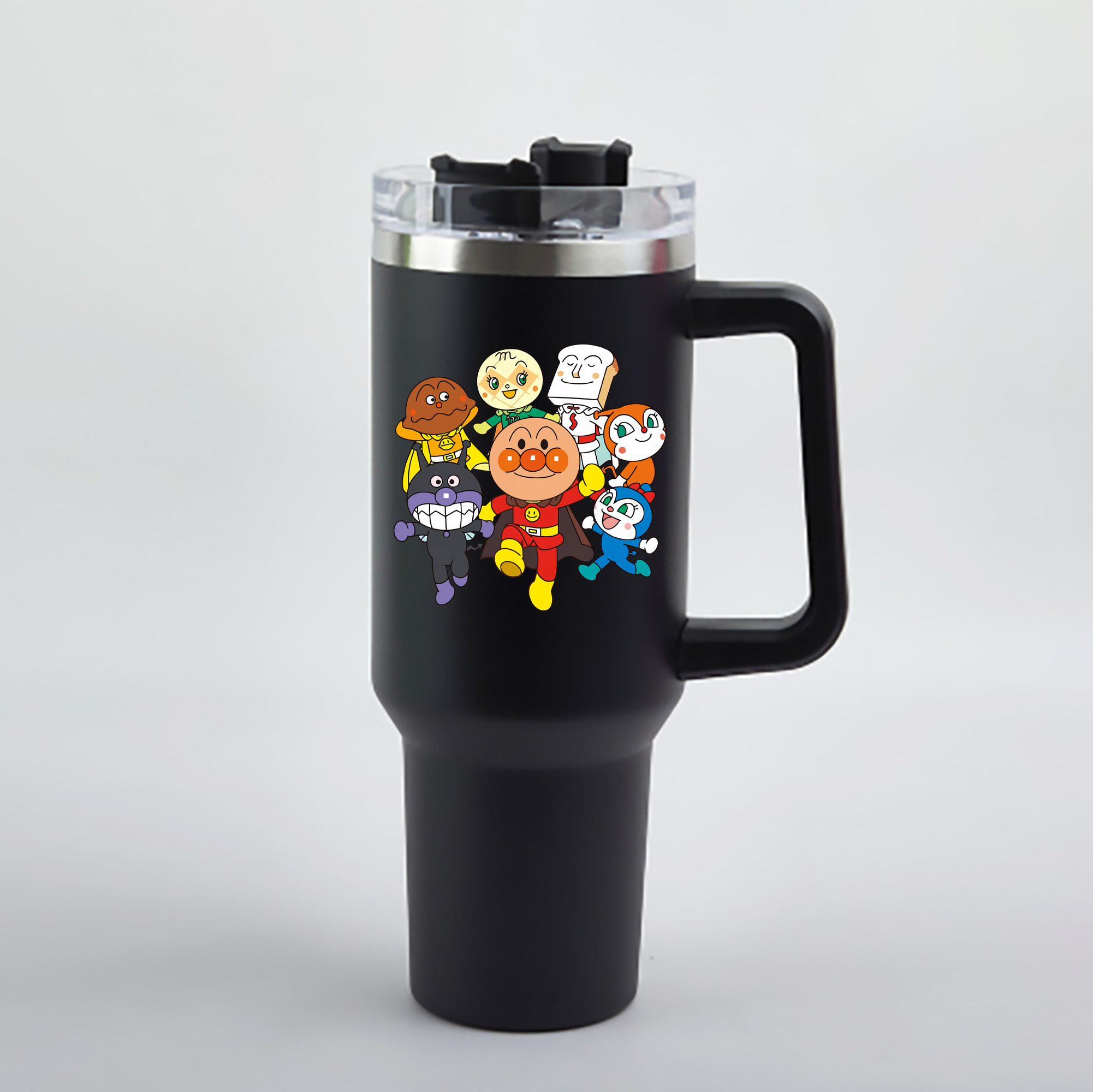 （画像用） アンパンマン Anpanman 1200mL車用タンブラー - クリスタルステッカー（プラスチックストロー付き）
