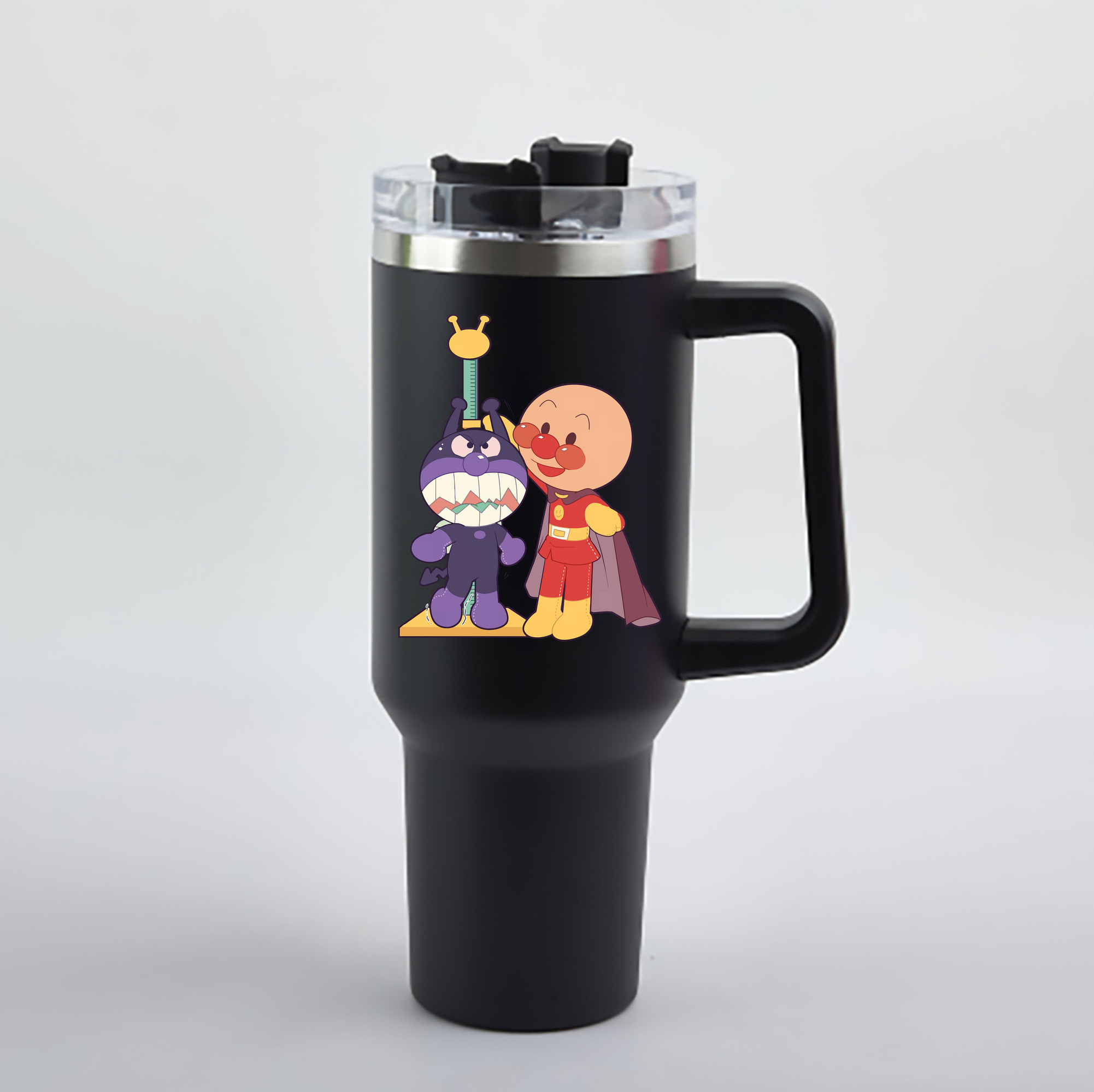 （画像用） アンパンマン Anpanman 1200mL車用タンブラー - クリスタルステッカー（プラスチックストロー付き）