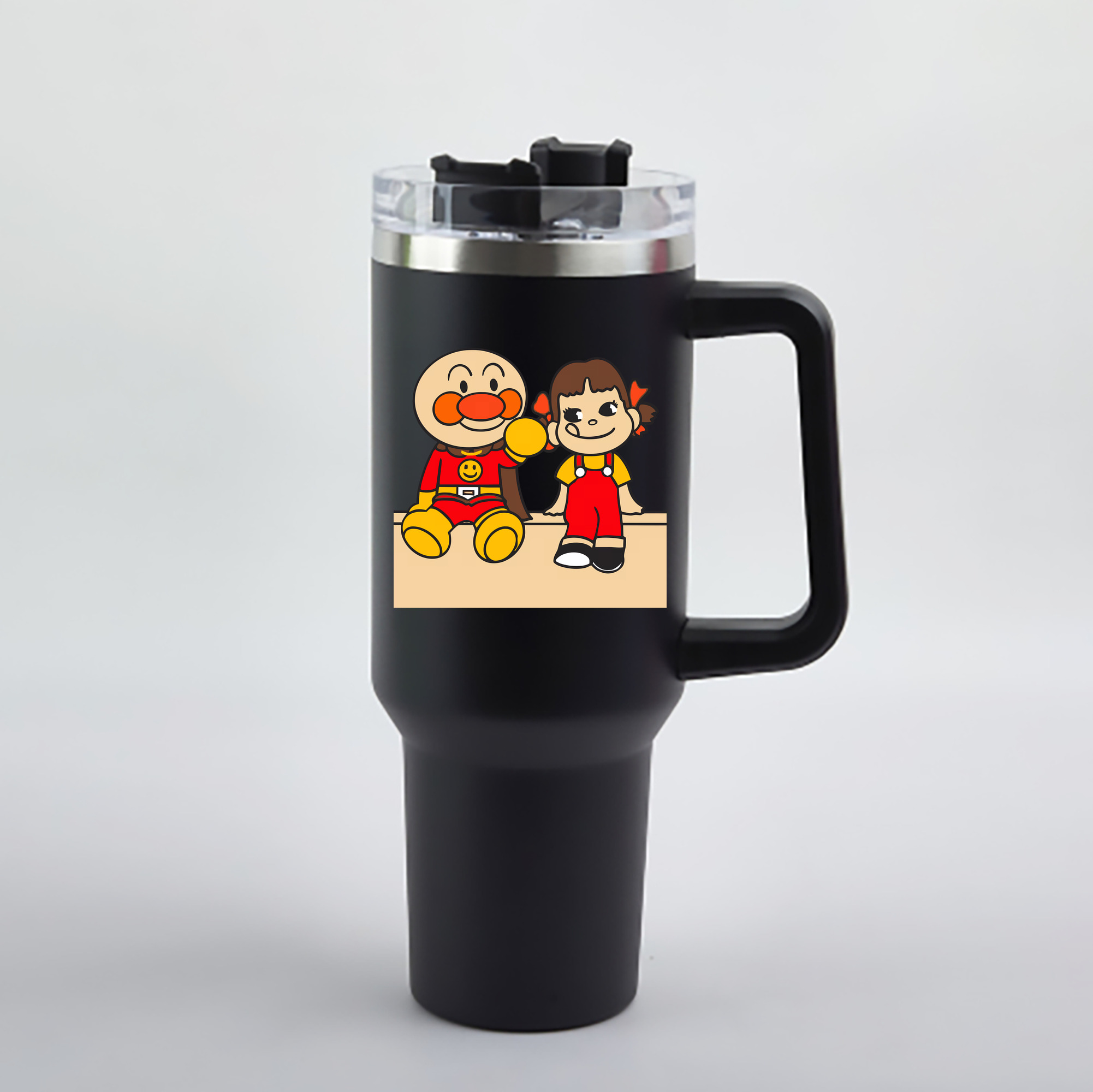 （画像用） アンパンマン Anpanman 1200mL車用タンブラー - クリスタルステッカー（プラスチックストロー付き）