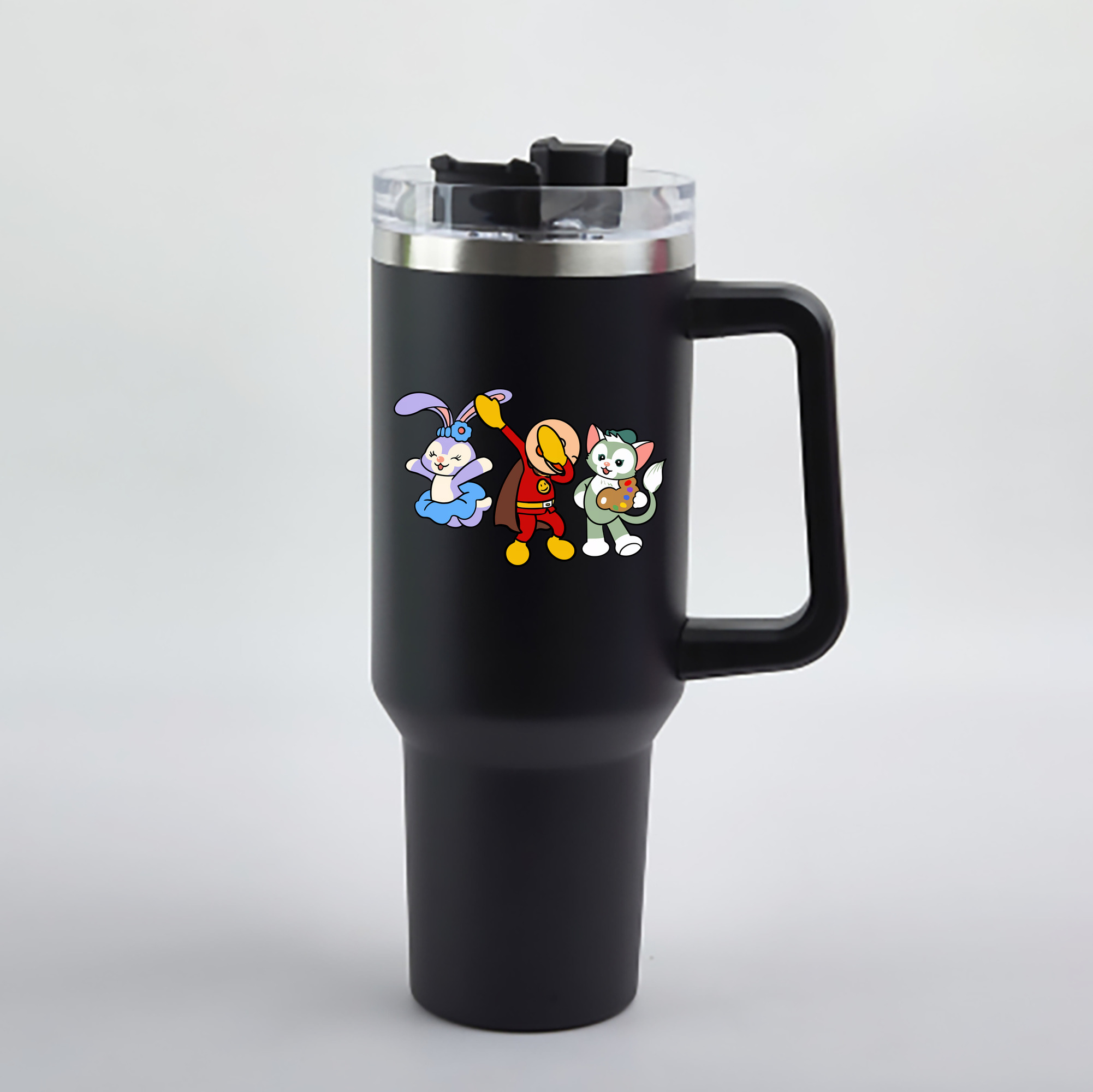 （画像用） アンパンマン Anpanman 1200mL車用タンブラー - クリスタルステッカー（プラスチックストロー付き）