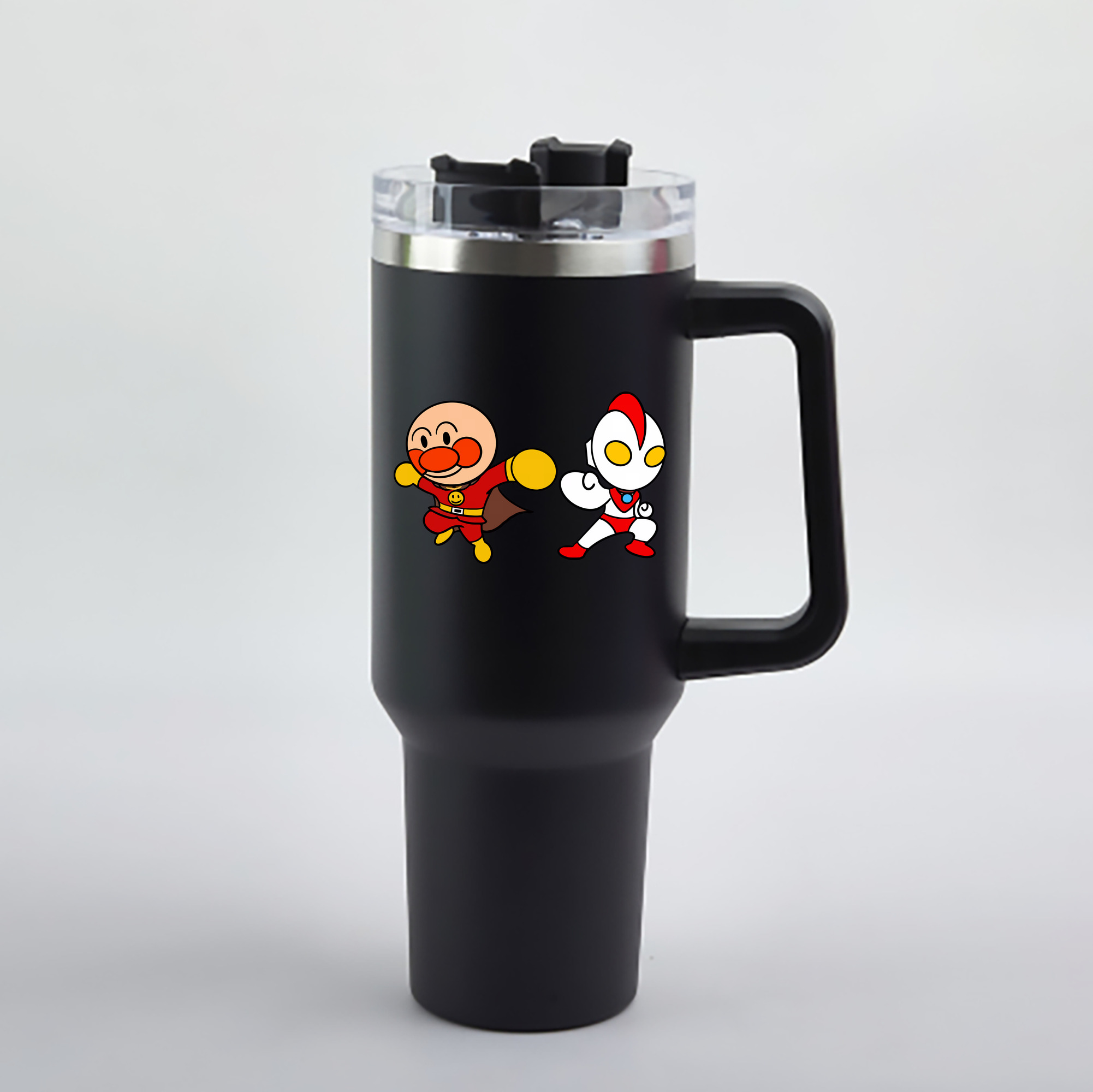 （画像用） アンパンマン Anpanman 1200mL車用タンブラー - クリスタルステッカー（プラスチックストロー付き）