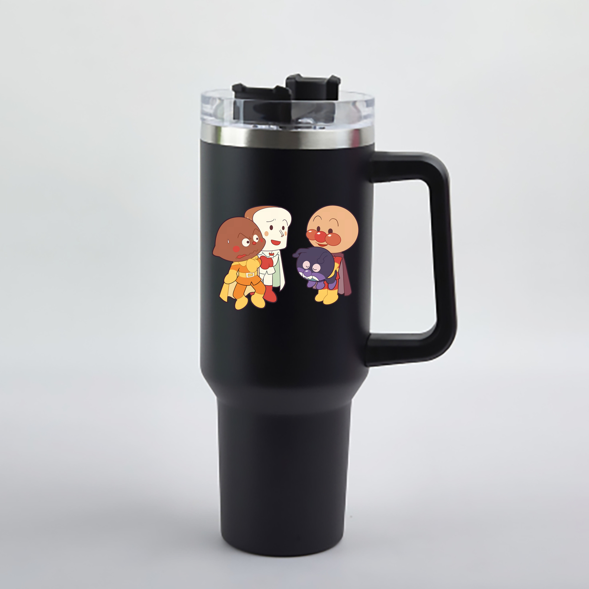 （画像用） アンパンマン Anpanman 1200mL車用タンブラー - クリスタルステッカー（プラスチックストロー付き）