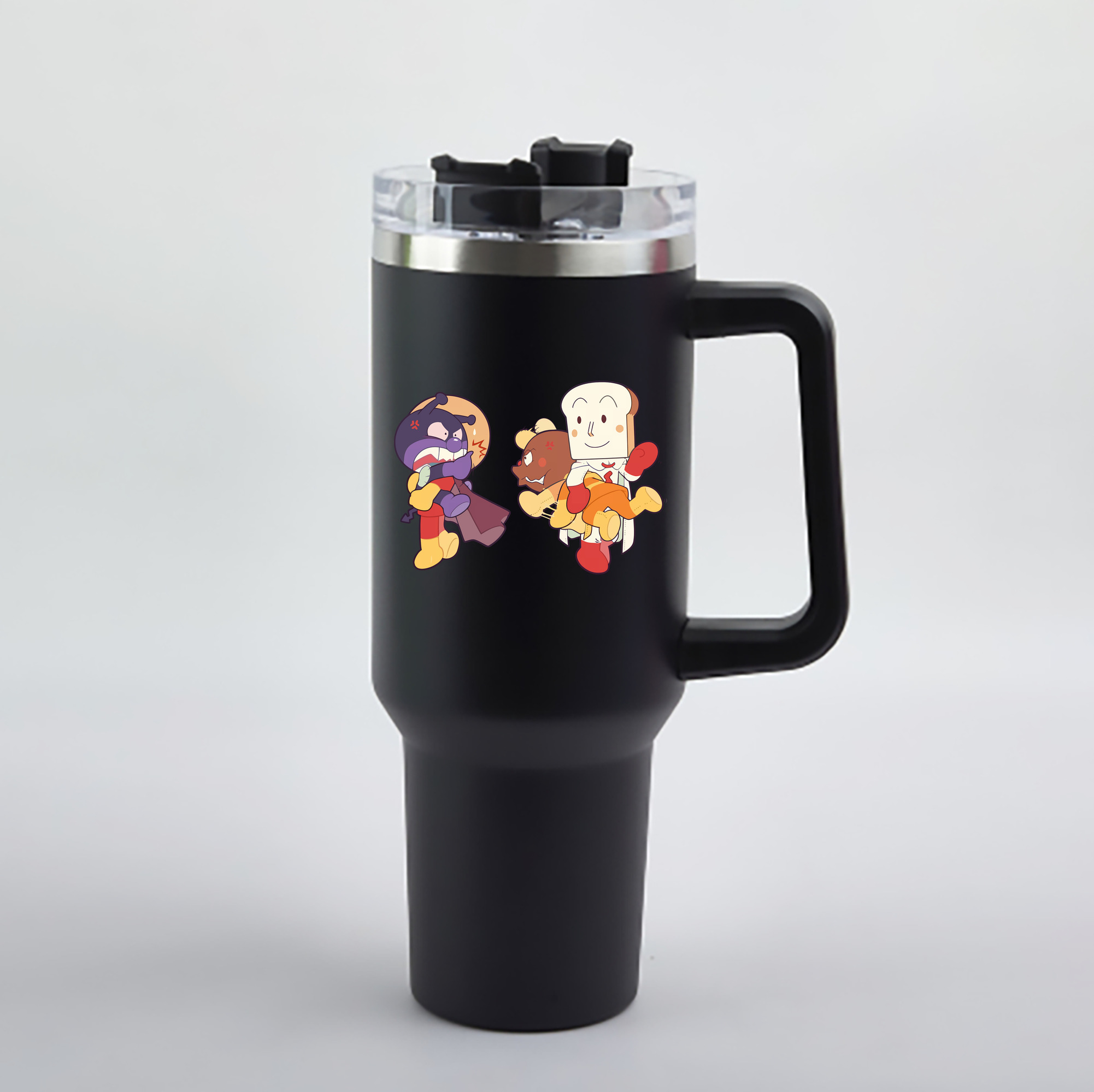 （画像用） アンパンマン Anpanman 1200mL車用タンブラー - クリスタルステッカー（プラスチックストロー付き）