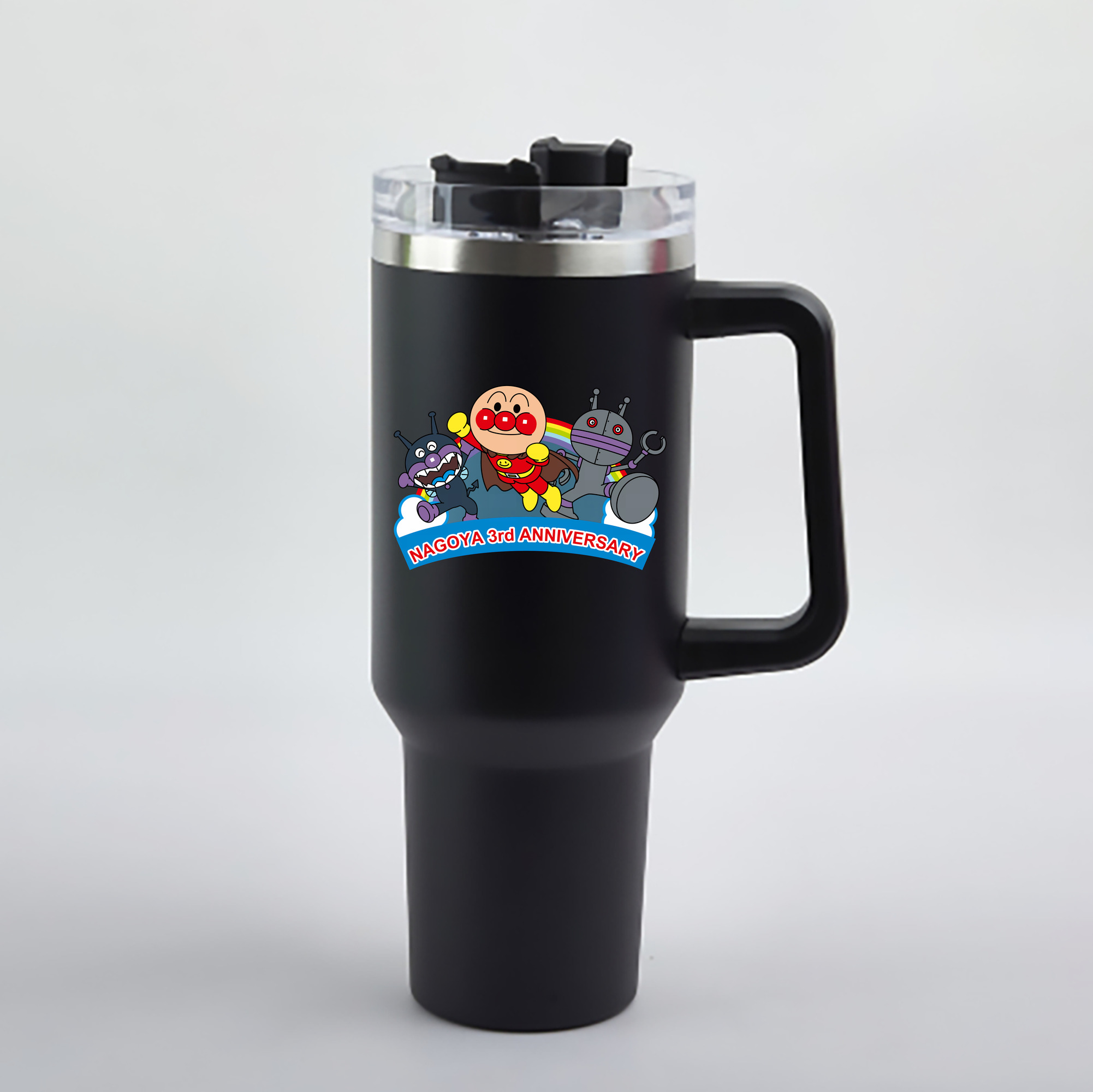 （画像用） アンパンマン Anpanman 1200mL車用タンブラー - クリスタルステッカー（プラスチックストロー付き）