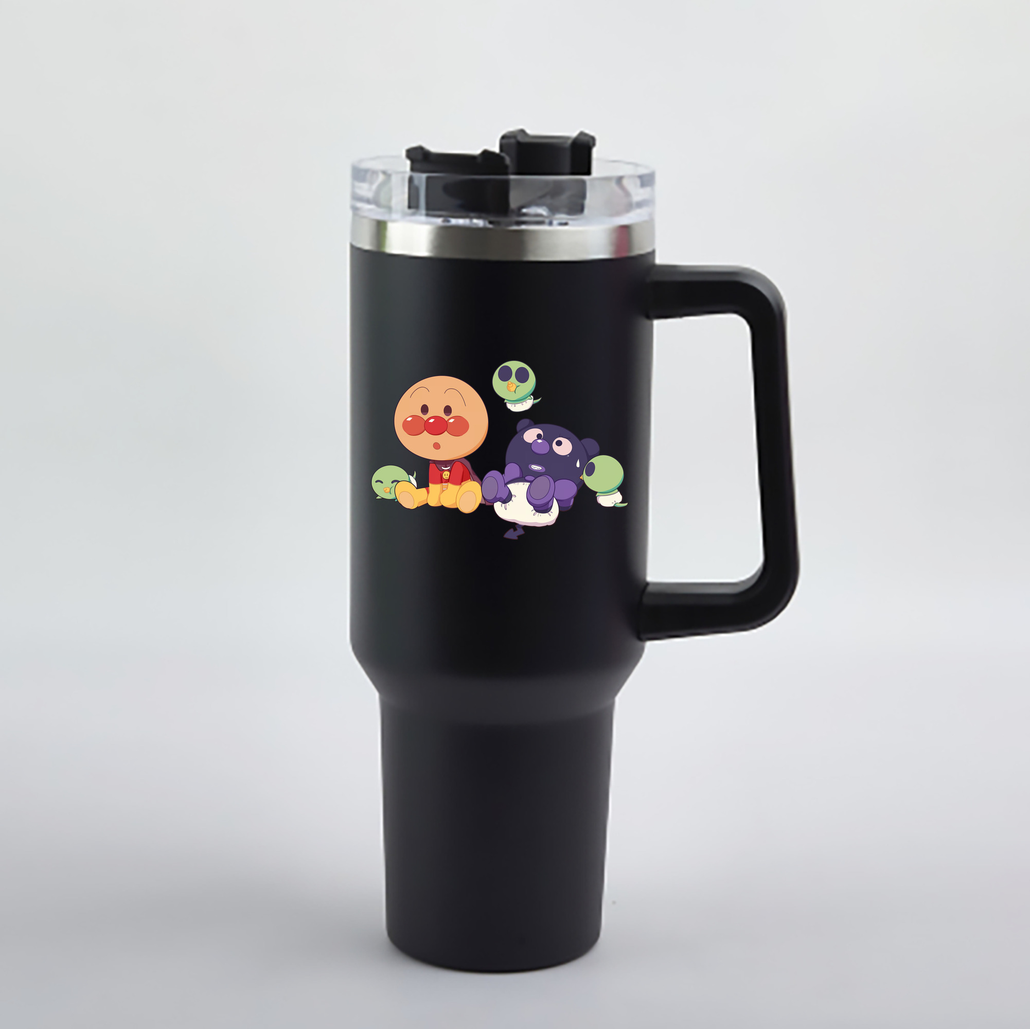 （画像用） アンパンマン Anpanman 1200mL車用タンブラー - クリスタルステッカー（プラスチックストロー付き）