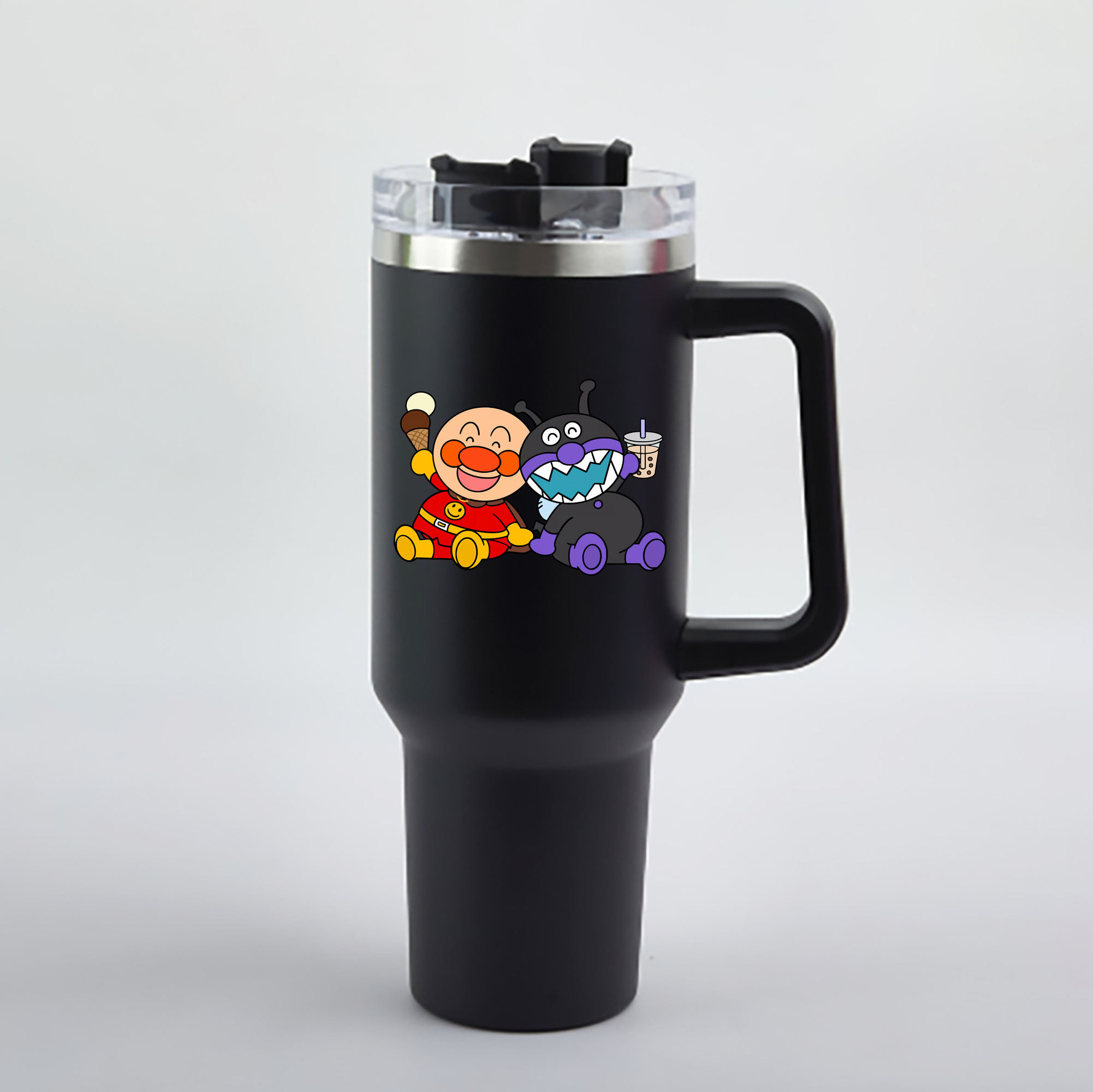 （画像用） アンパンマン Anpanman 1200mL車用タンブラー - クリスタルステッカー（プラスチックストロー付き）