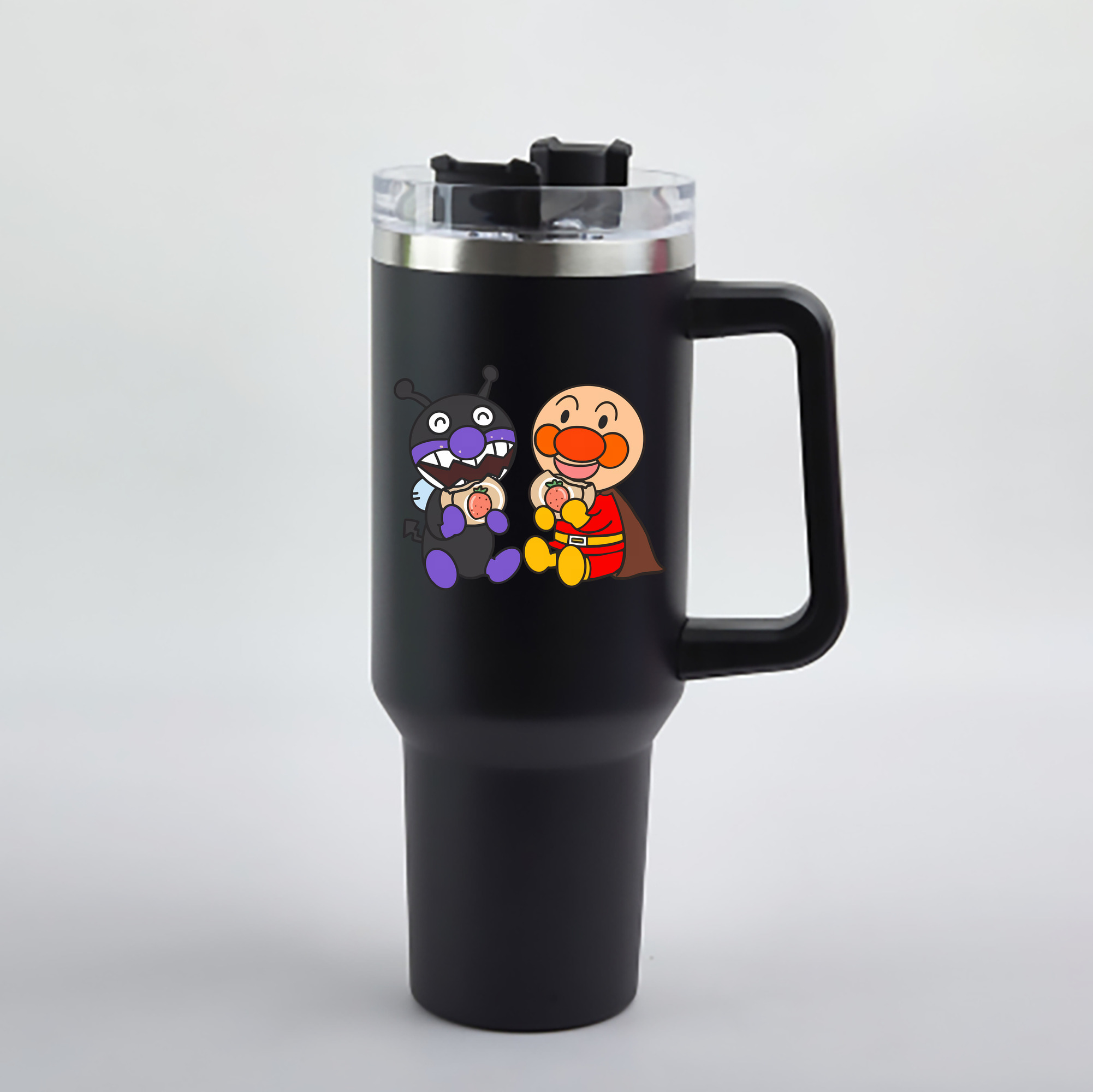 （画像用） アンパンマン Anpanman 1200mL車用タンブラー - クリスタルステッカー（プラスチックストロー付き）