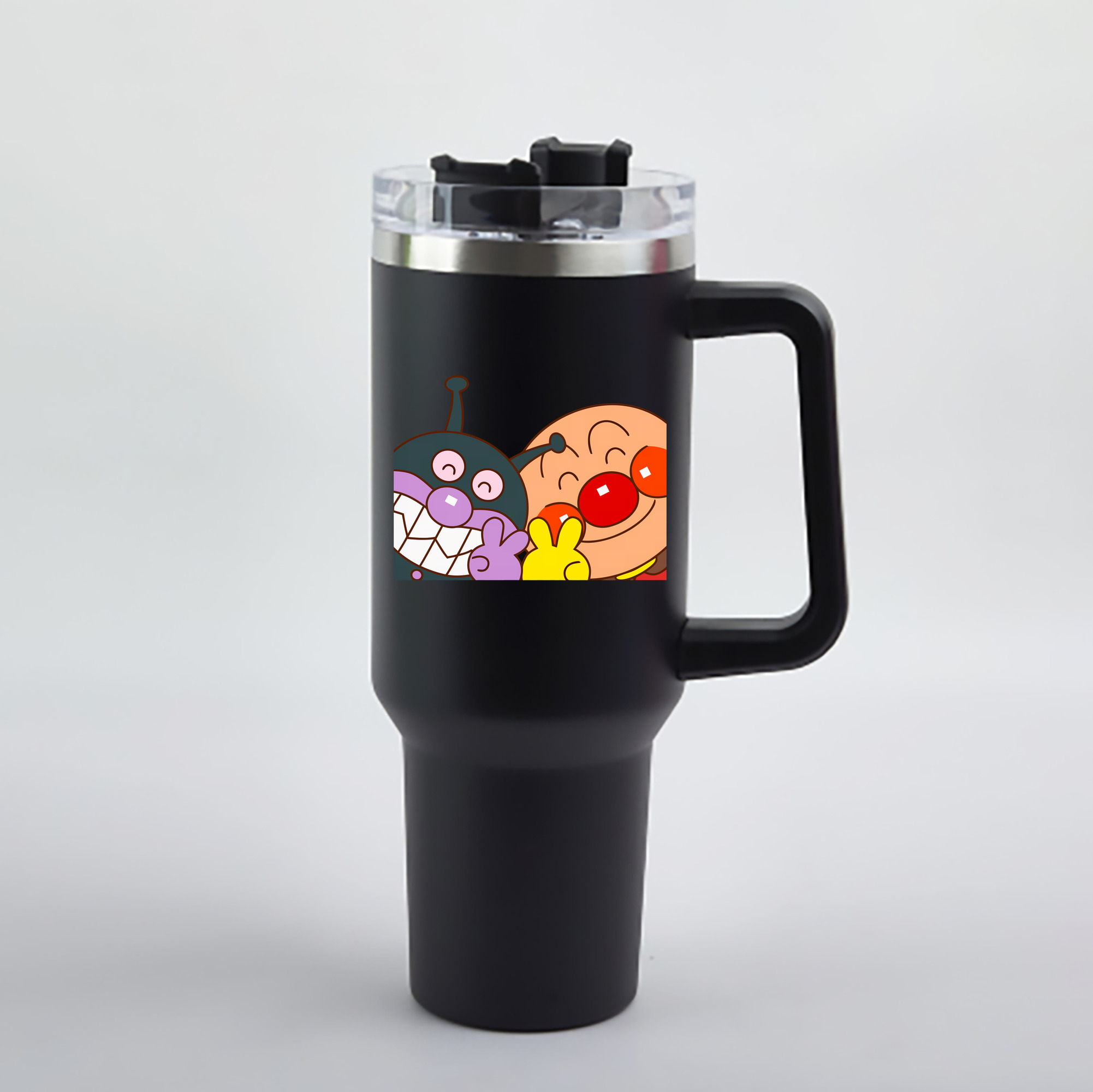（画像用） アンパンマン Anpanman 1200mL車用タンブラー - クリスタルステッカー（プラスチックストロー付き）