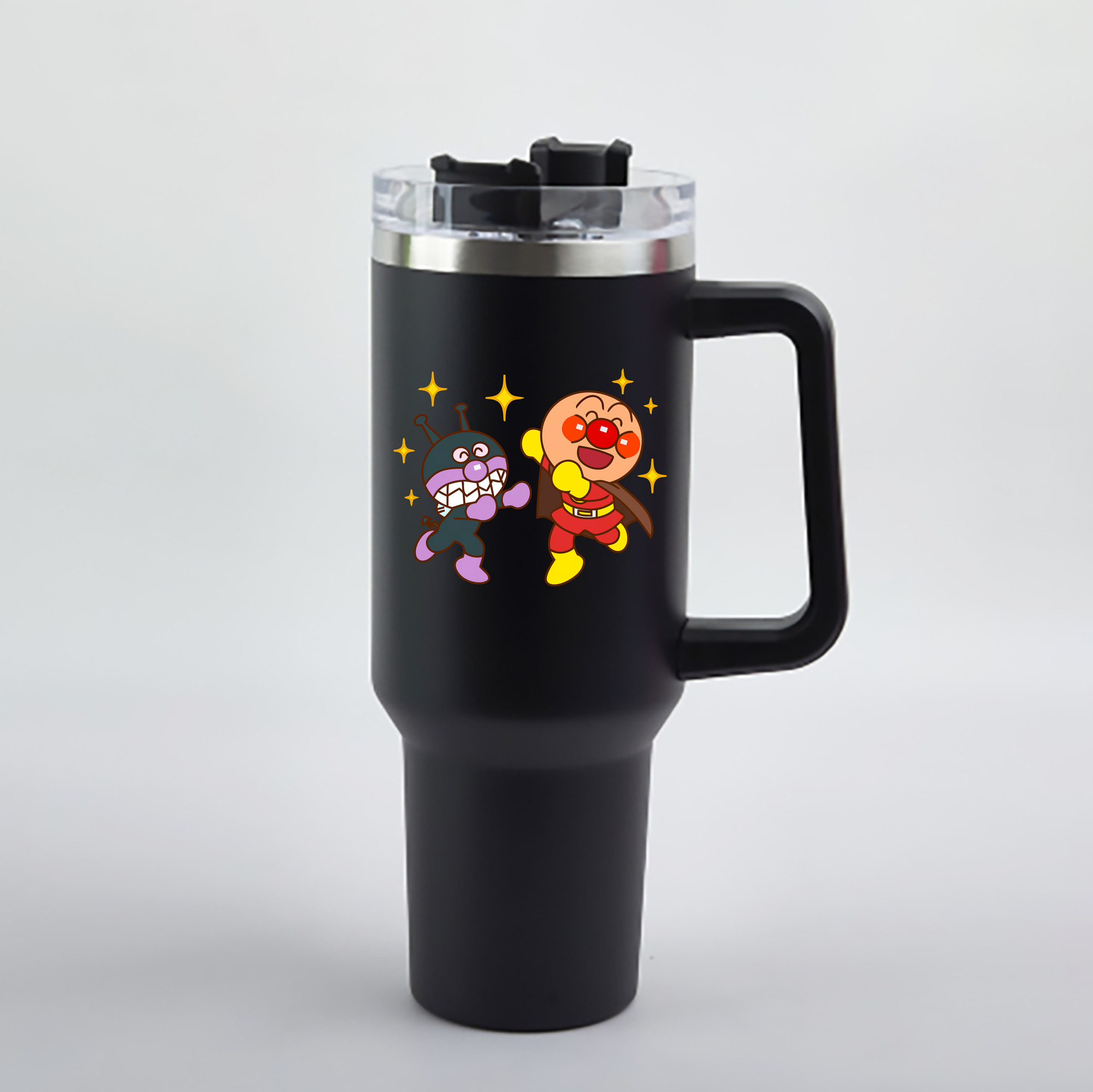 （画像用） アンパンマン Anpanman 1200mL車用タンブラー - クリスタルステッカー（プラスチックストロー付き）