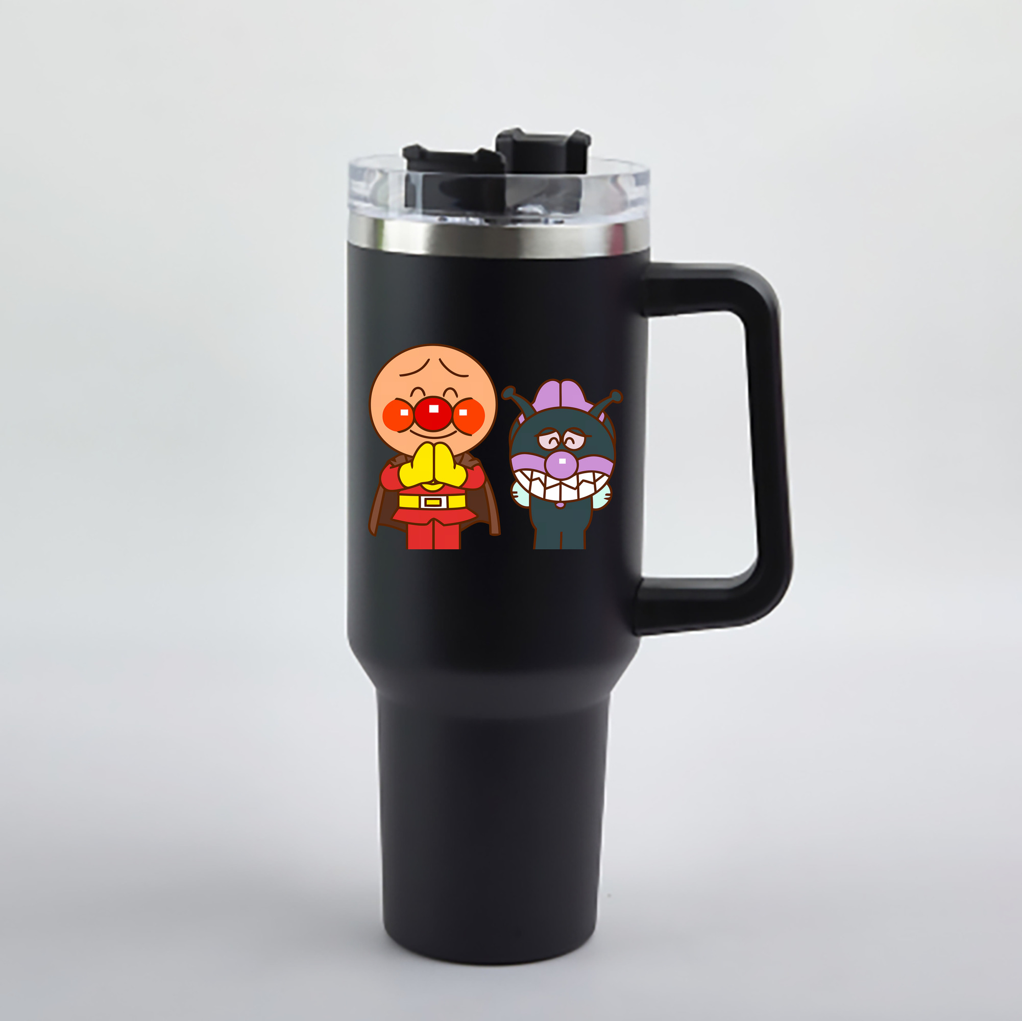 （画像用） アンパンマン Anpanman 1200mL車用タンブラー - クリスタルステッカー（プラスチックストロー付き）