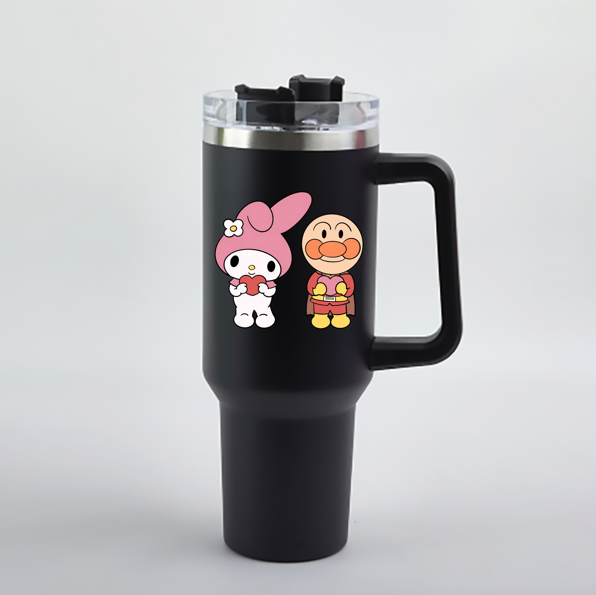 （画像用） アンパンマン Anpanman 1200mL車用タンブラー - クリスタルステッカー（プラスチックストロー付き）