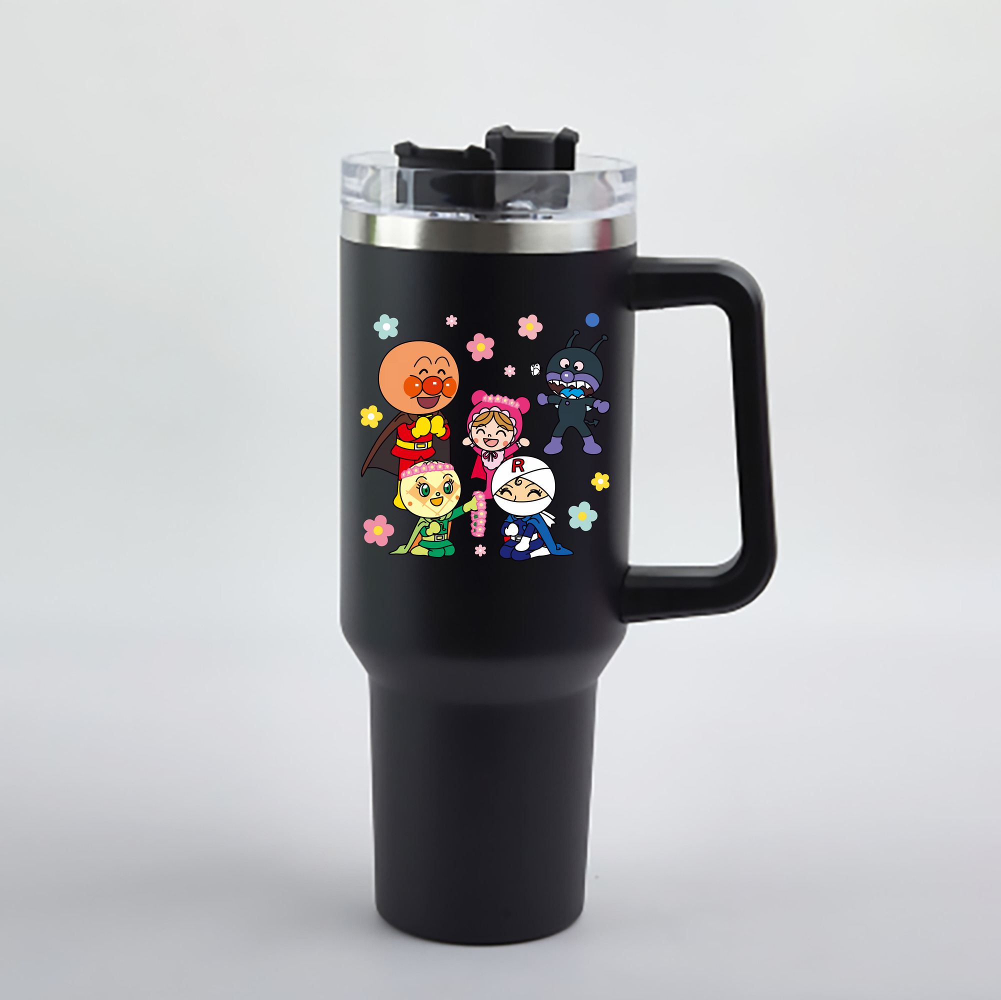 （画像用） アンパンマン Anpanman 1200mL車用タンブラー - クリスタルステッカー（プラスチックストロー付き）