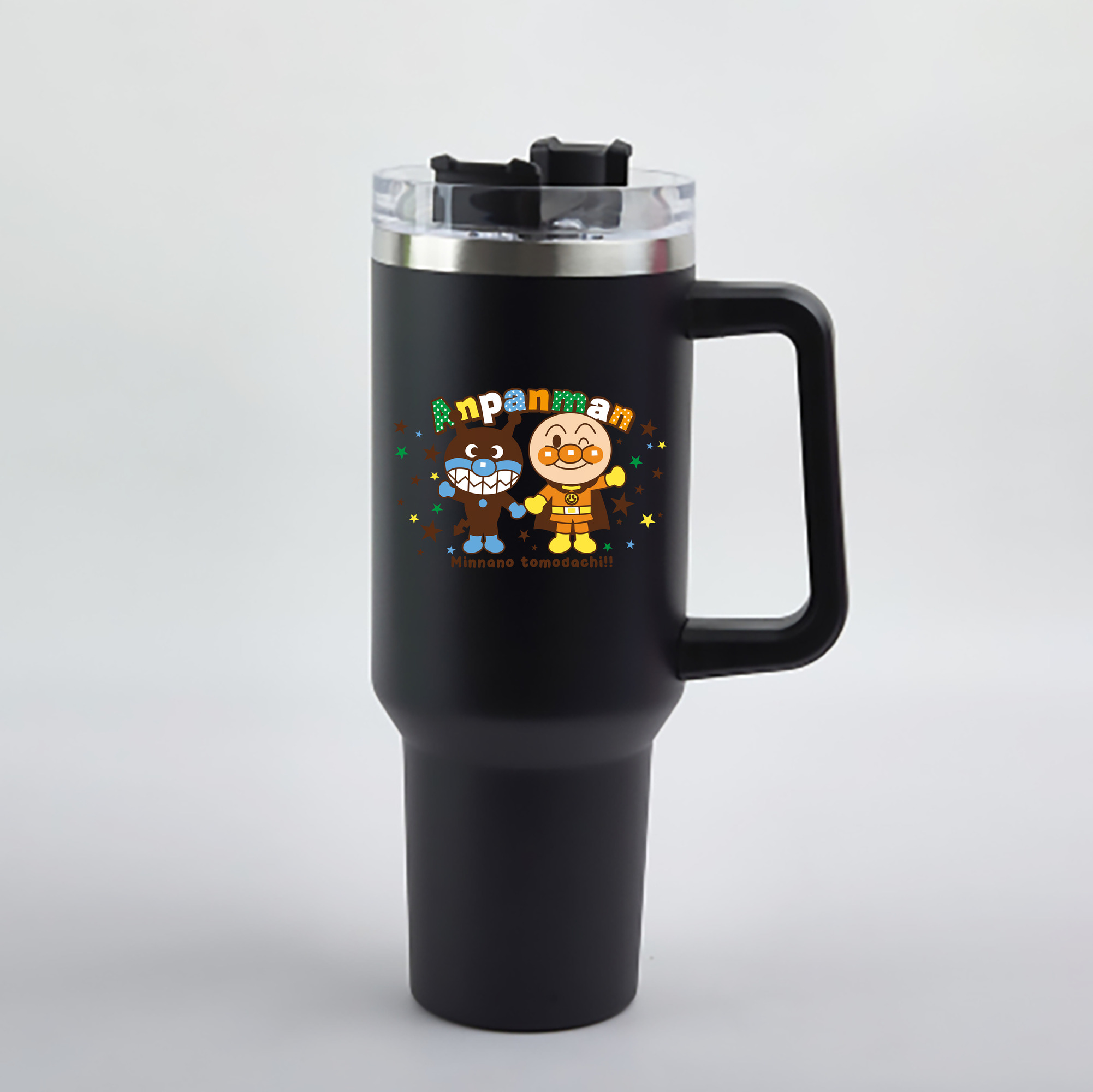 （画像用） アンパンマン Anpanman 1200mL車用タンブラー - クリスタルステッカー（プラスチックストロー付き）