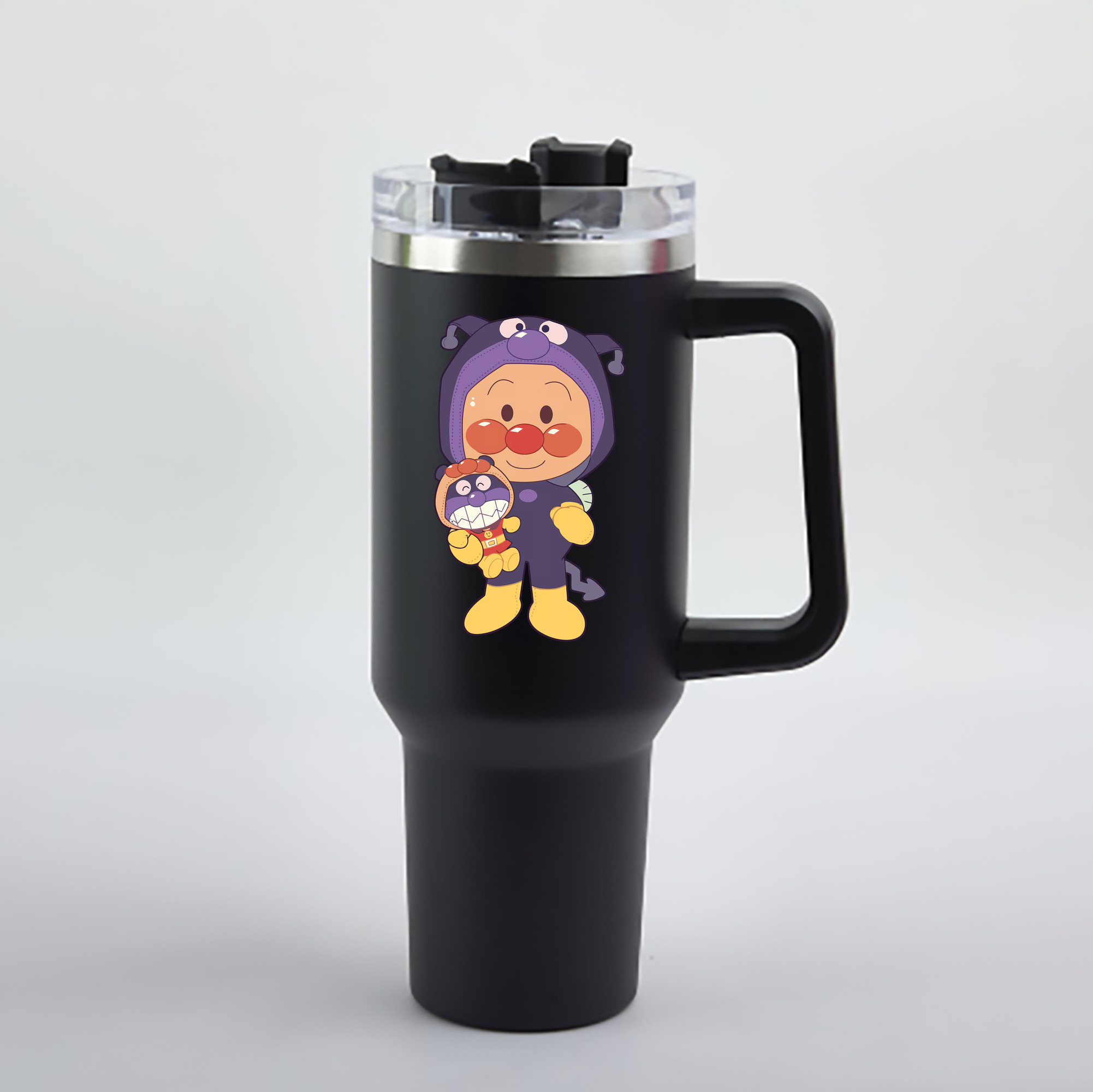 （画像用） アンパンマン Anpanman 1200mL車用タンブラー - クリスタルステッカー（プラスチックストロー付き）