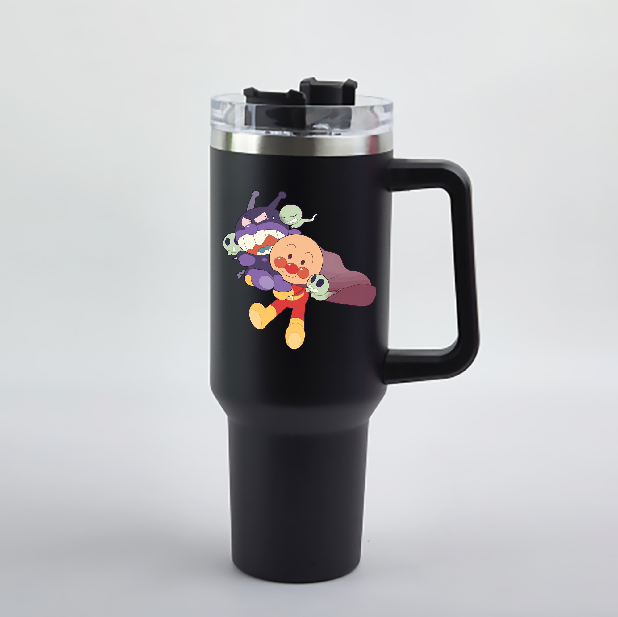 （画像用） アンパンマン Anpanman 1200mL車用タンブラー - クリスタルステッカー（プラスチックストロー付き）