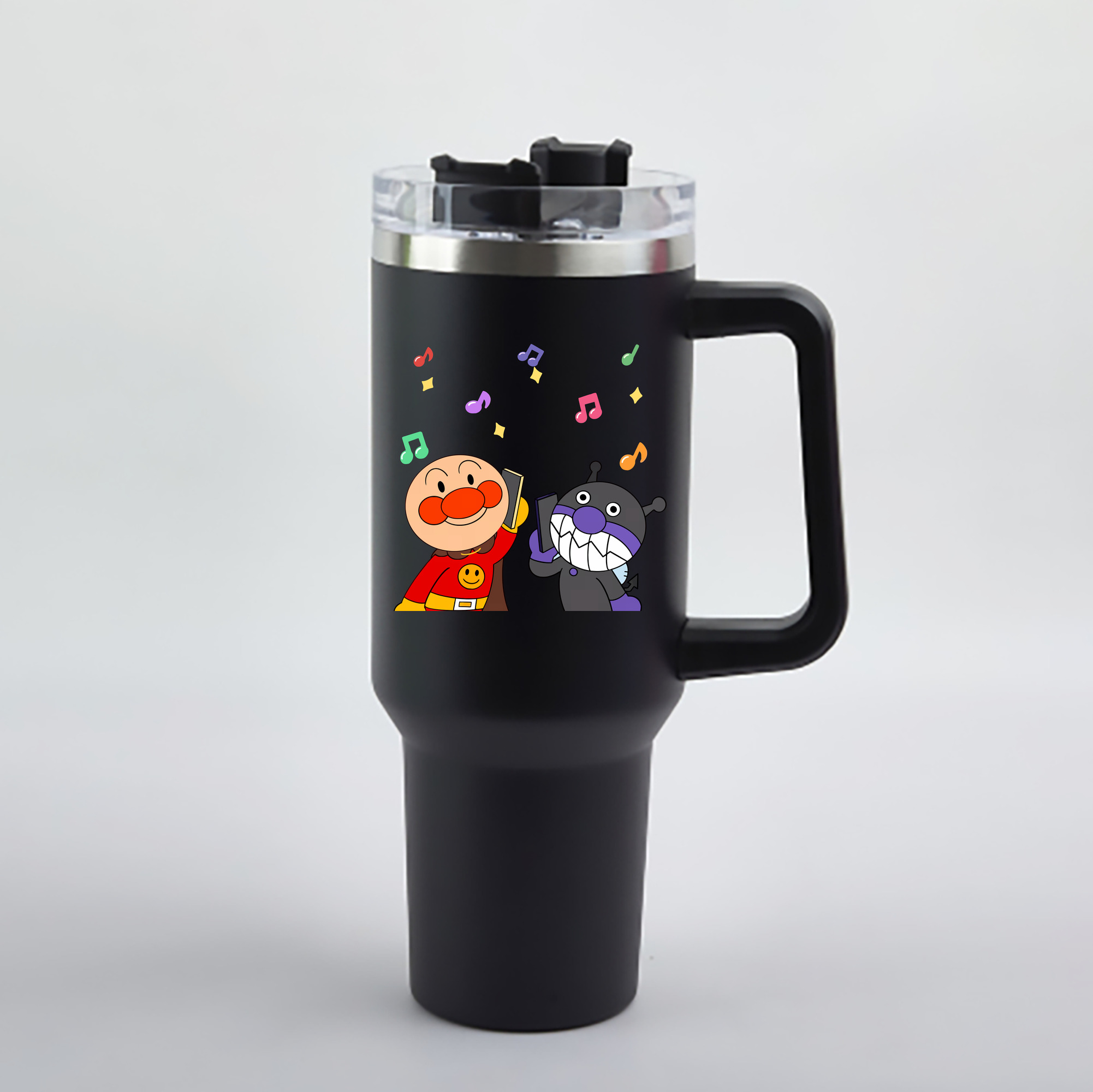 （画像用） アンパンマン Anpanman 1200mL車用タンブラー - クリスタルステッカー（プラスチックストロー付き）