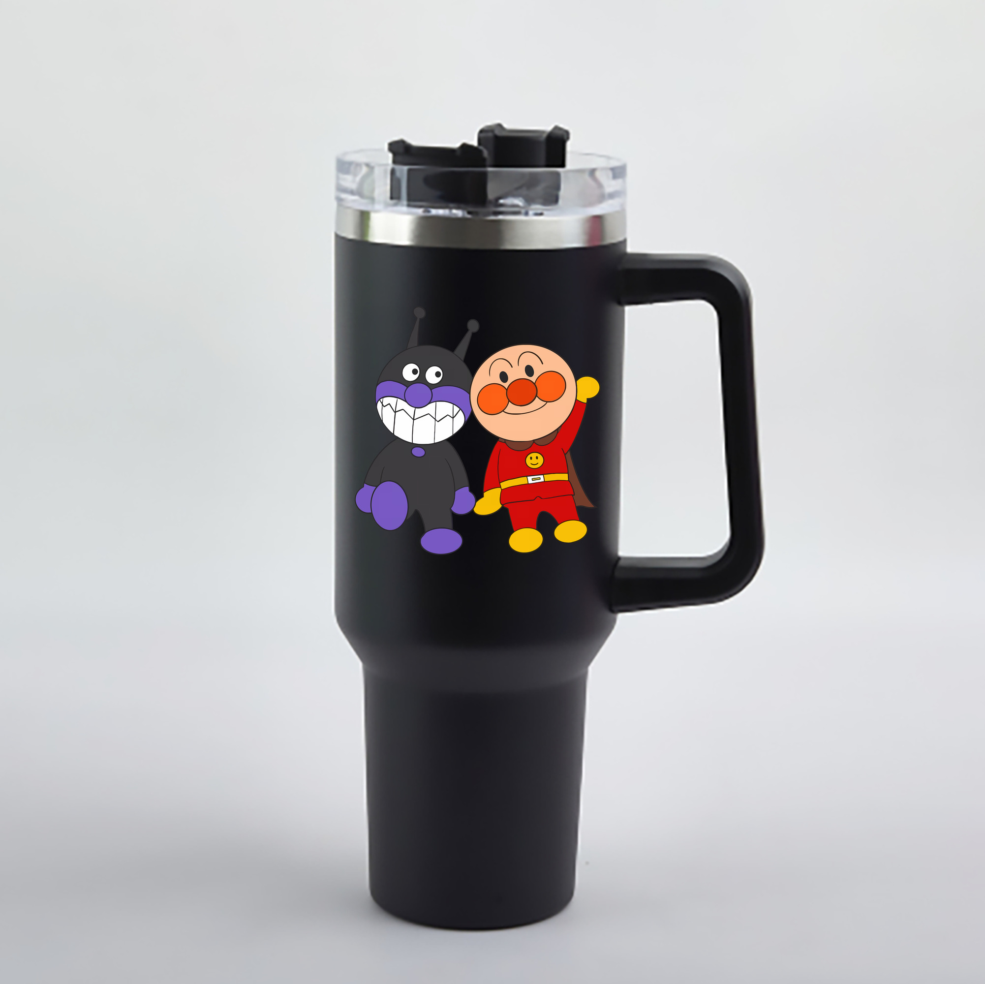 （画像用） アンパンマン Anpanman 1200mL車用タンブラー - クリスタルステッカー（プラスチックストロー付き）