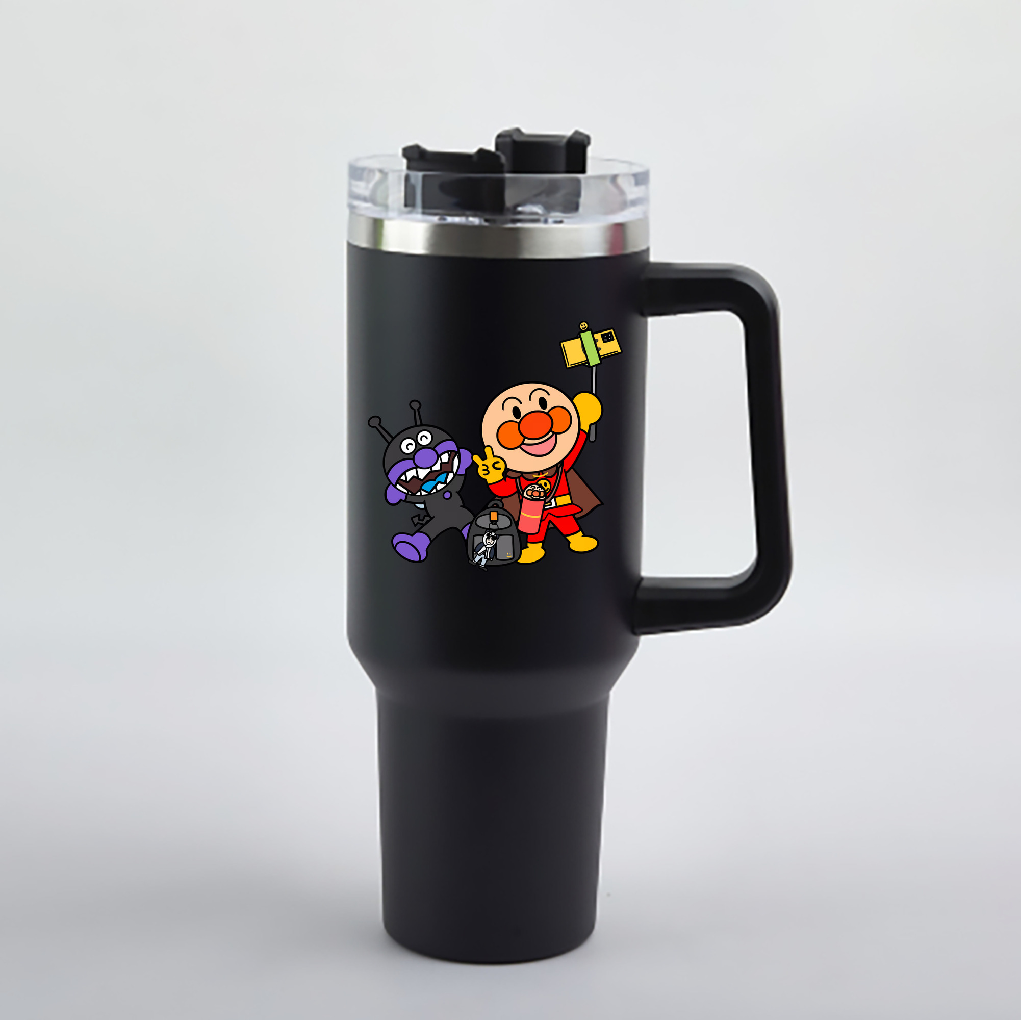 （画像用） アンパンマン Anpanman 1200mL車用タンブラー - クリスタルステッカー（プラスチックストロー付き）