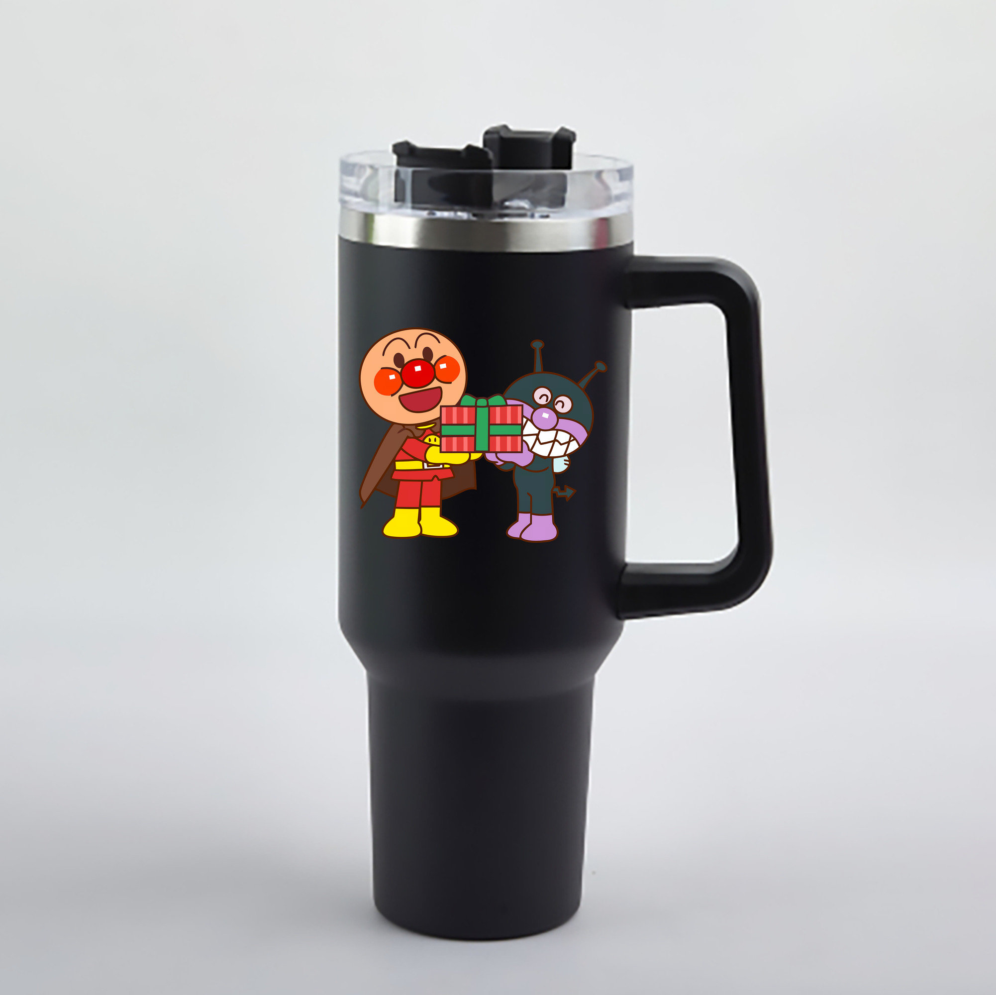 （画像用） アンパンマン Anpanman 1200mL車用タンブラー - クリスタルステッカー（プラスチックストロー付き）