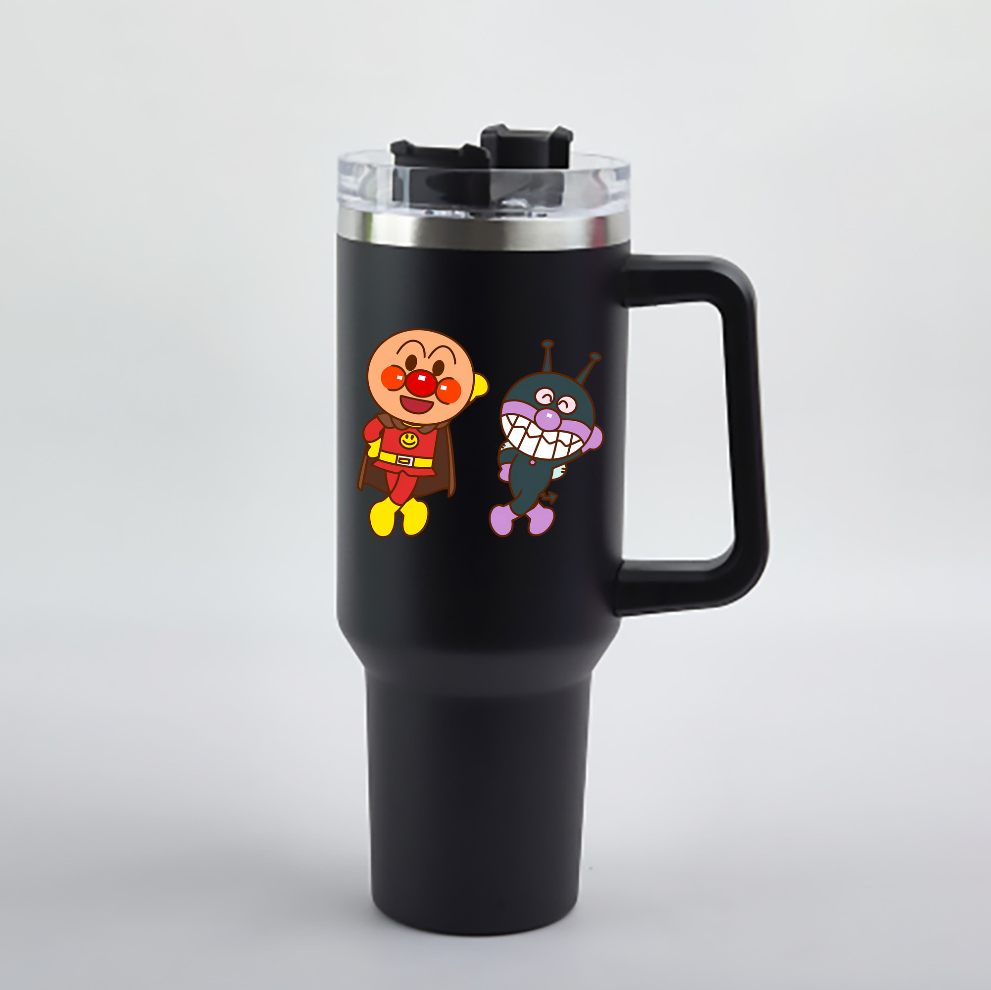 （画像用） アンパンマン Anpanman 1200mL車用タンブラー - クリスタルステッカー（プラスチックストロー付き）