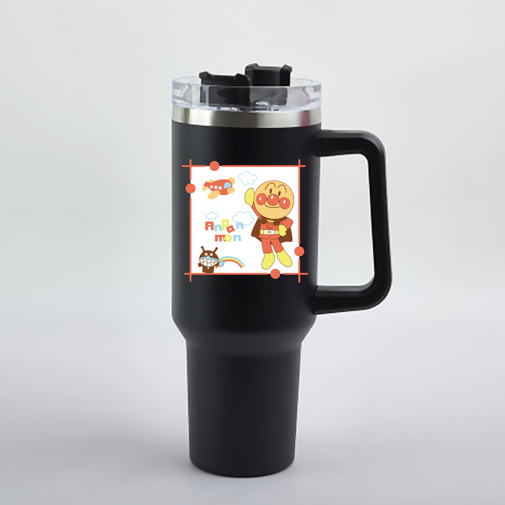 （画像用） アンパンマン Anpanman 1200mL車用タンブラー - クリスタルステッカー（プラスチックストロー付き）