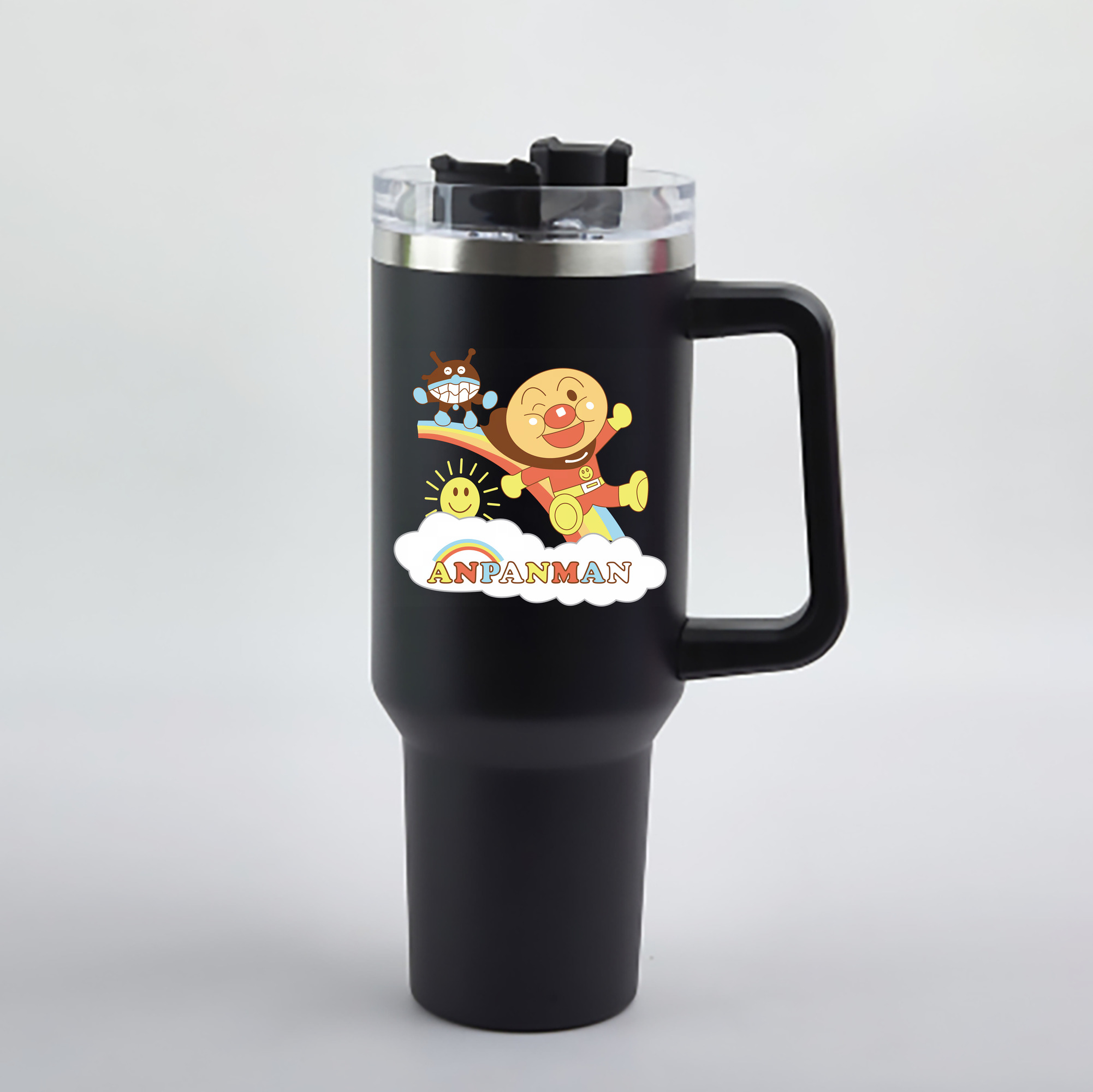（画像用） アンパンマン Anpanman 1200mL車用タンブラー - クリスタルステッカー（プラスチックストロー付き）