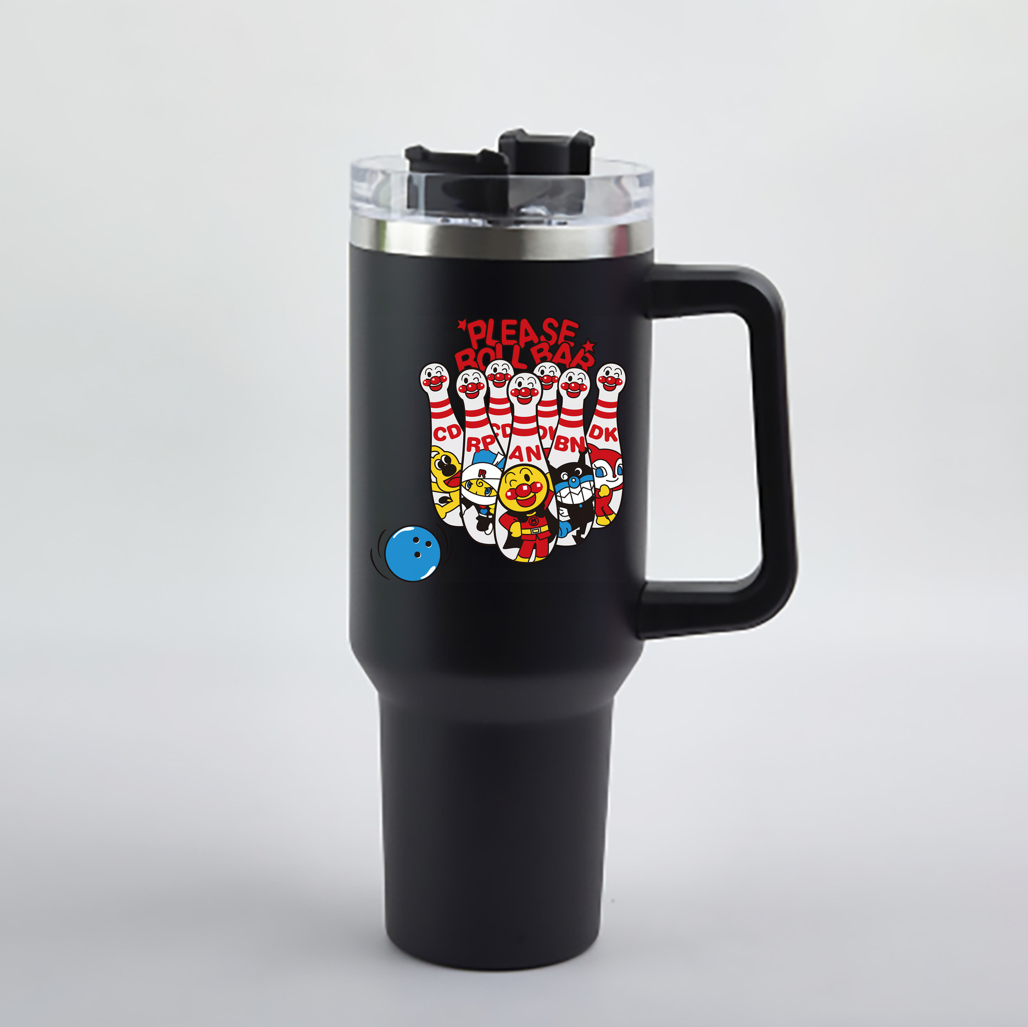 （画像用） アンパンマン Anpanman 1200mL車用タンブラー - クリスタルステッカー（プラスチックストロー付き）