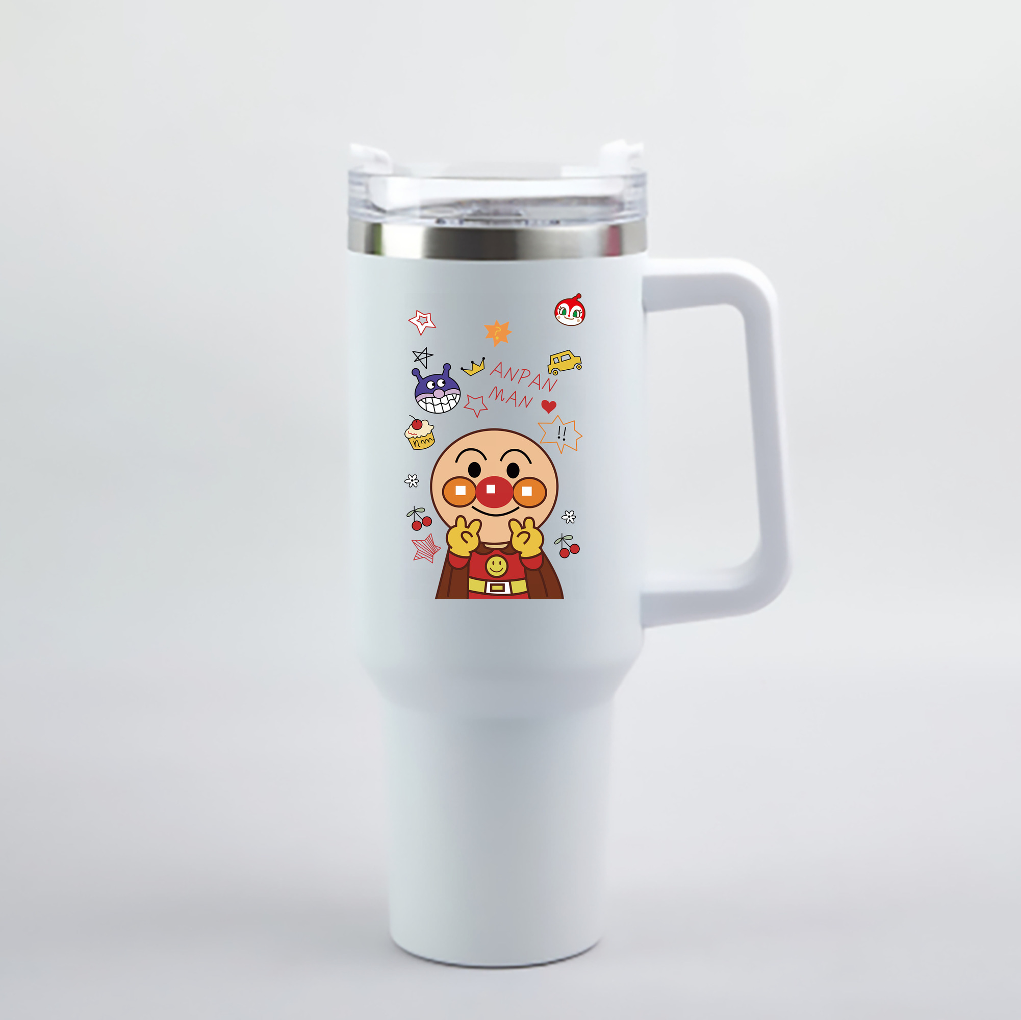 （画像用） アンパンマン Anpanman 1200mL車用タンブラー - クリスタルステッカー（プラスチックストロー付き）