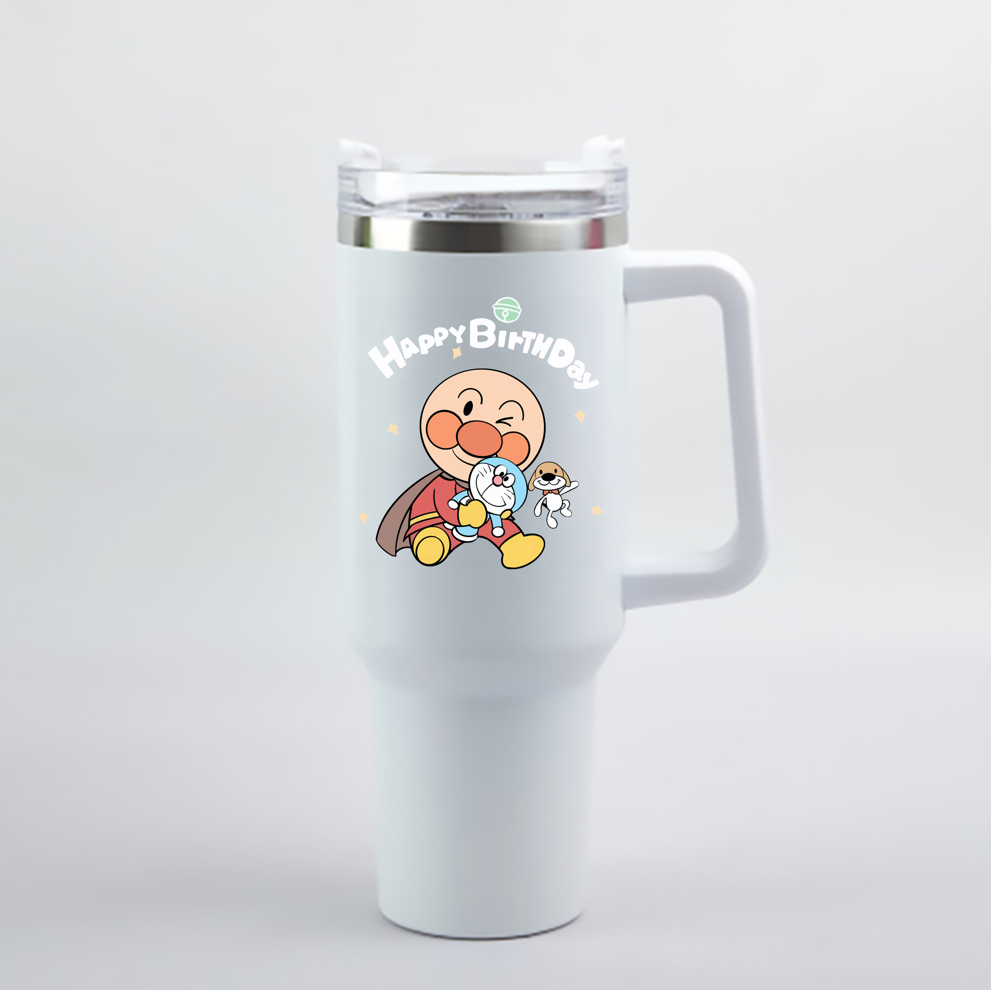 （画像用） アンパンマン Anpanman 1200mL車用タンブラー - クリスタルステッカー（プラスチックストロー付き）