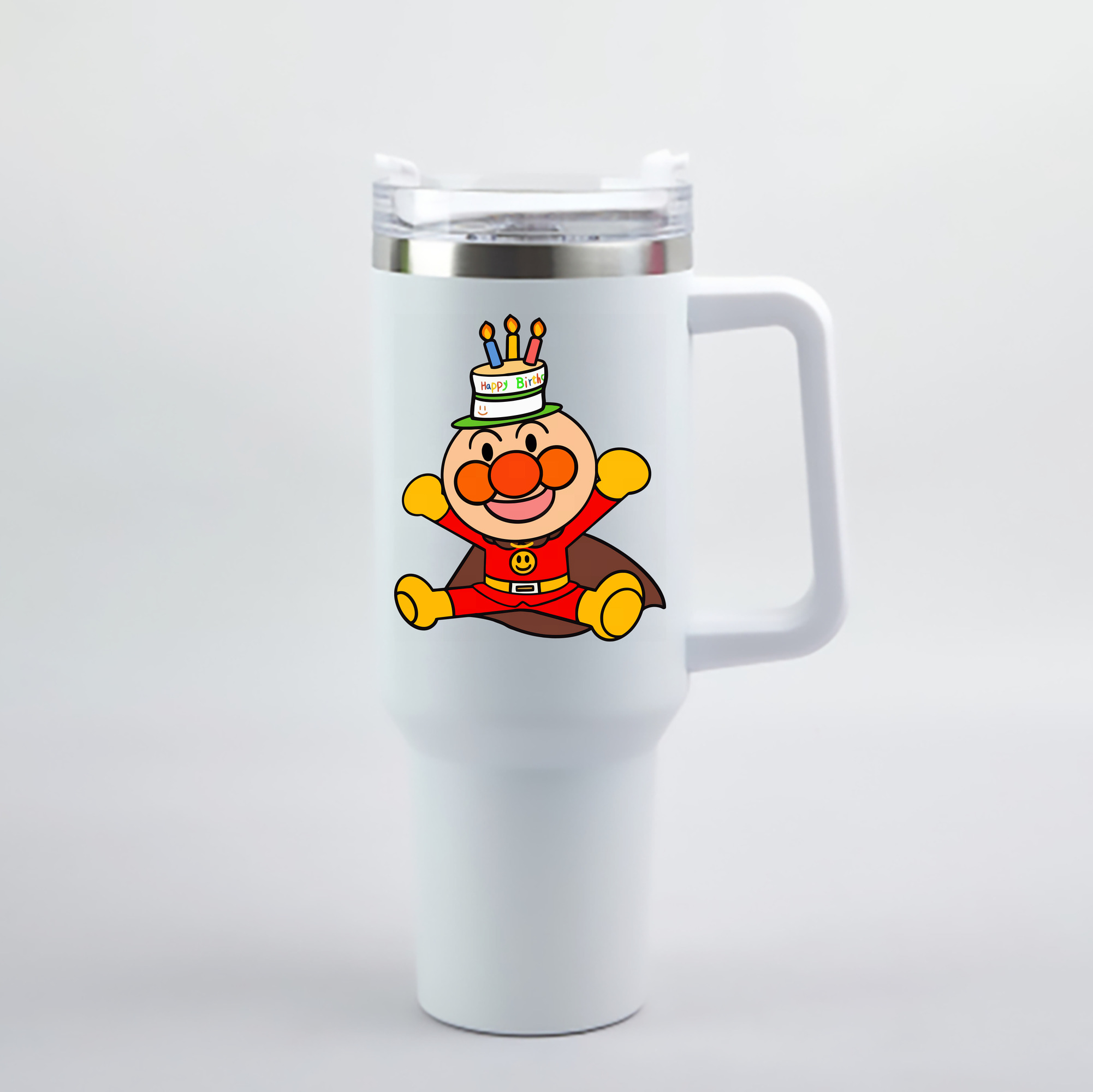 （画像用） アンパンマン Anpanman 1200mL車用タンブラー - クリスタルステッカー（プラスチックストロー付き）