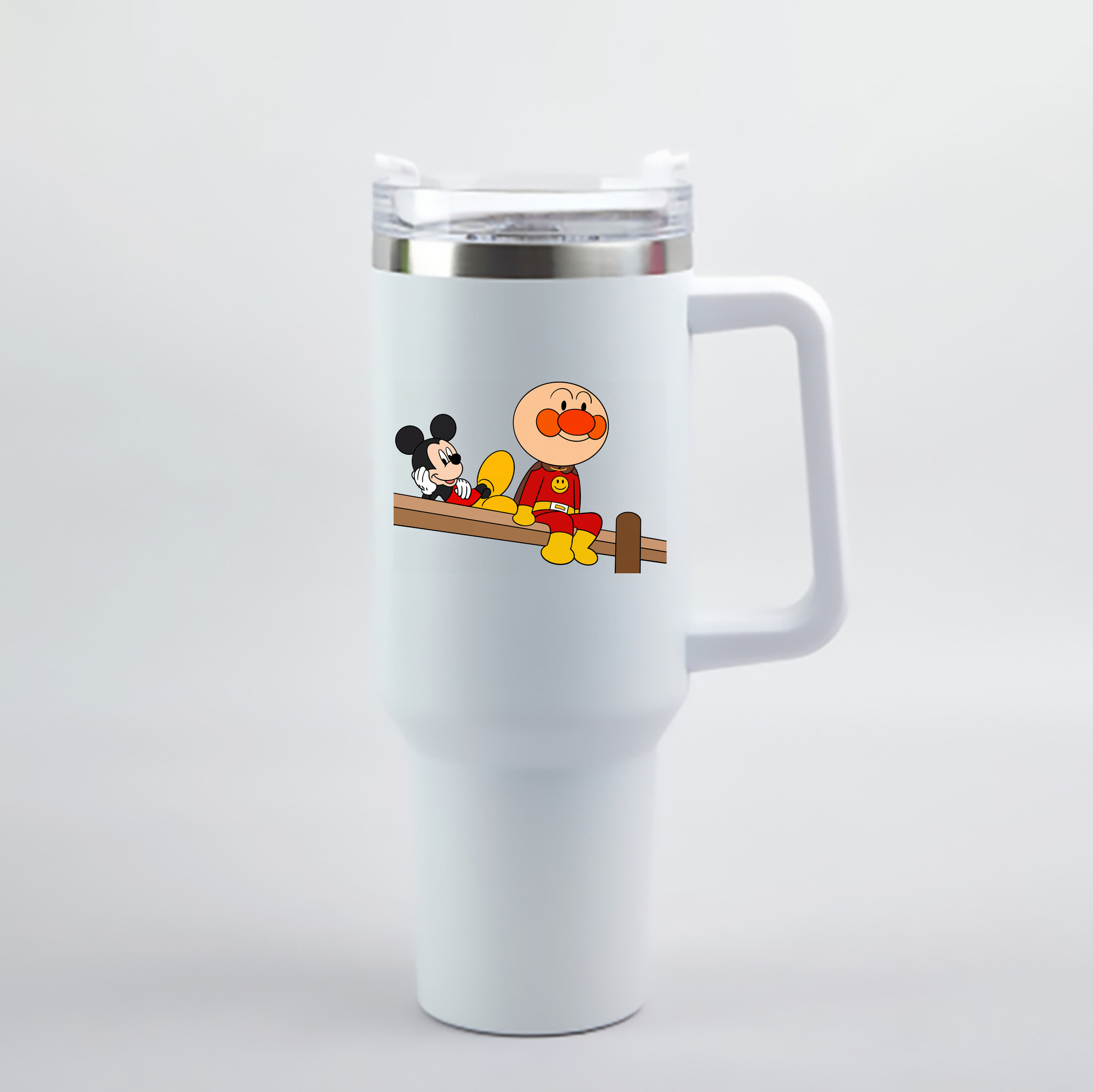 （画像用） アンパンマン Anpanman 1200mL車用タンブラー - クリスタルステッカー（プラスチックストロー付き）