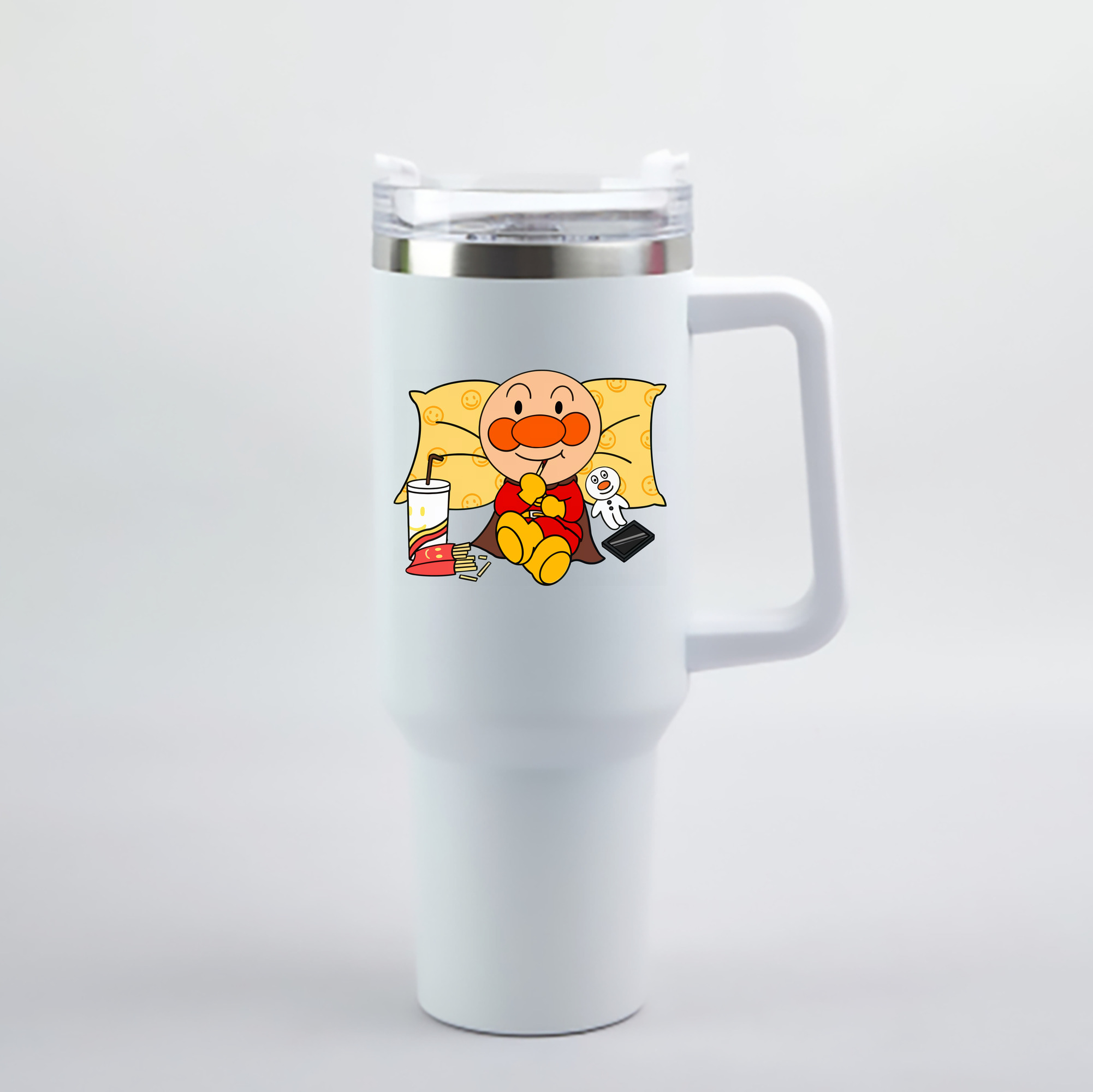 （画像用） アンパンマン Anpanman 1200mL車用タンブラー - クリスタルステッカー（プラスチックストロー付き）