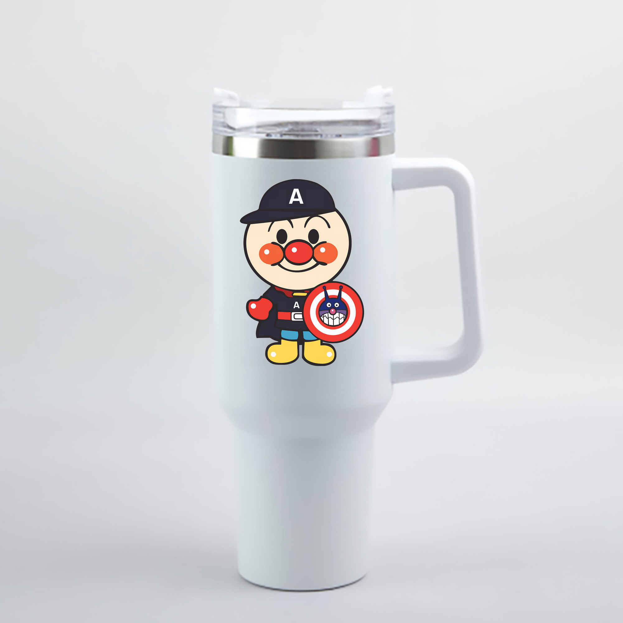 （画像用） アンパンマン Anpanman 1200mL車用タンブラー - クリスタルステッカー（プラスチックストロー付き）